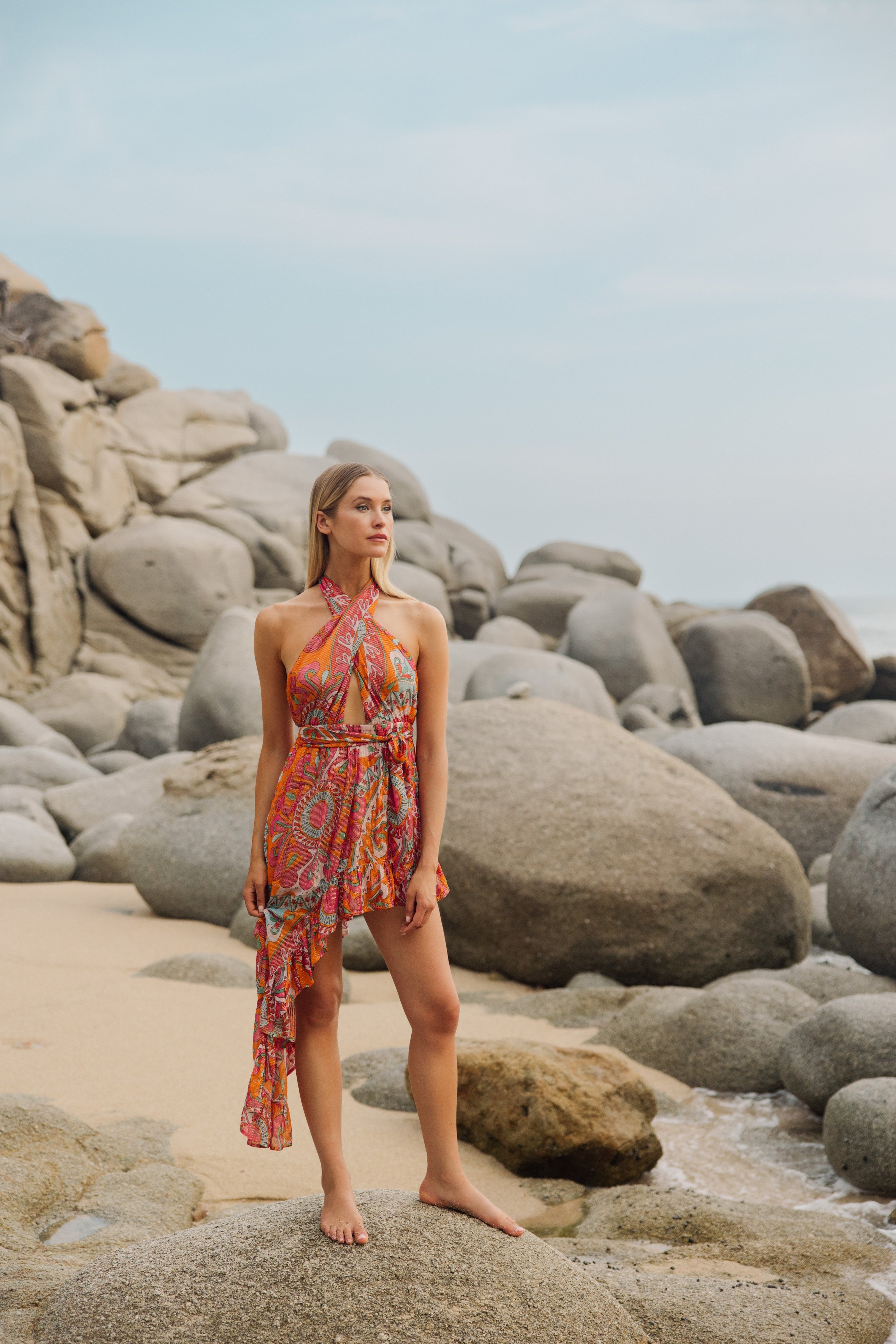 AMINA DRESS MARBELLA HAVANA FRAMBOISE