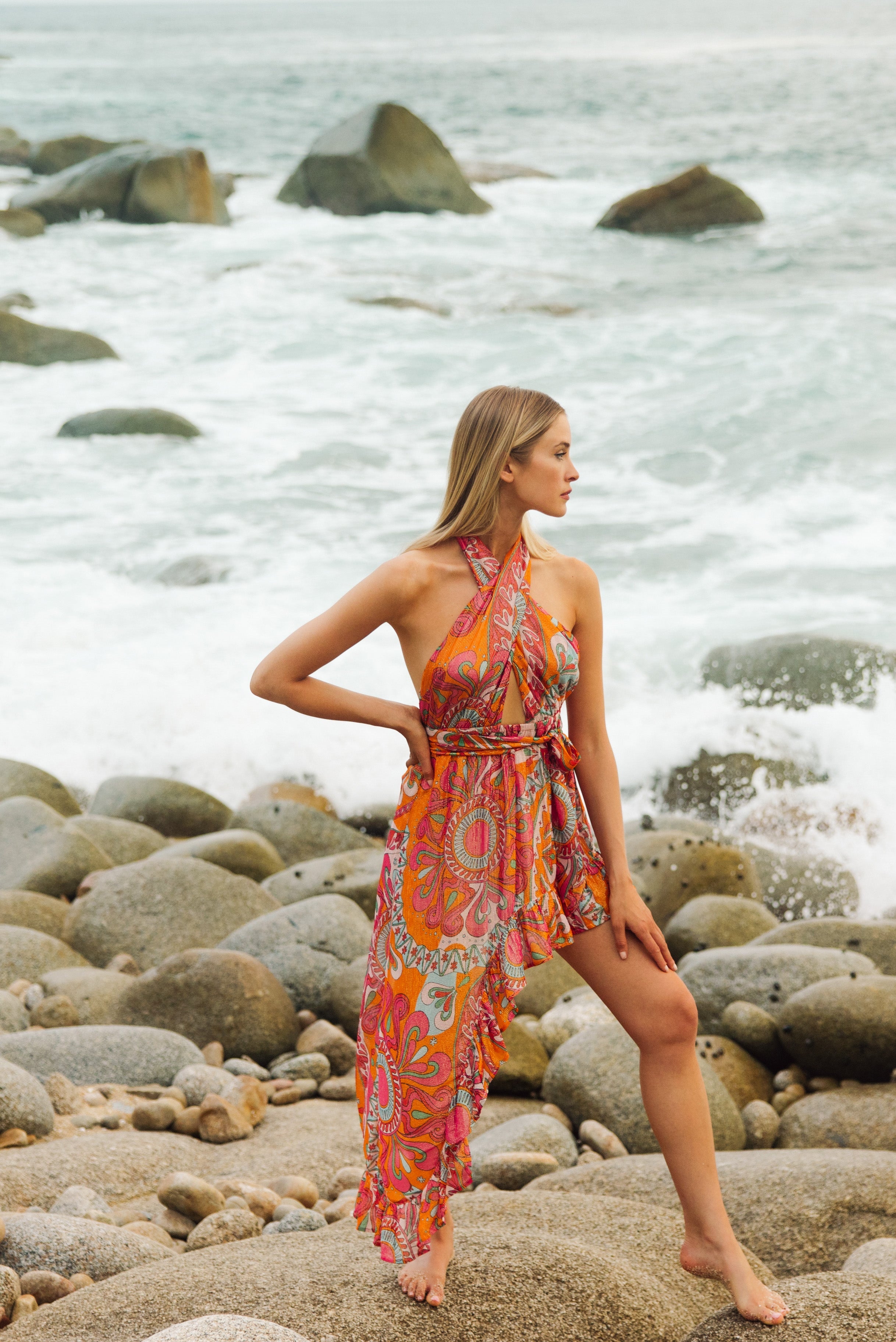 AMINA DRESS MARBELLA HAVANA FRAMBOISE