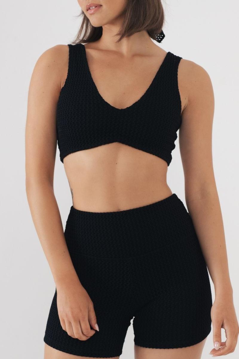 Black Crochet Midi Bike Short