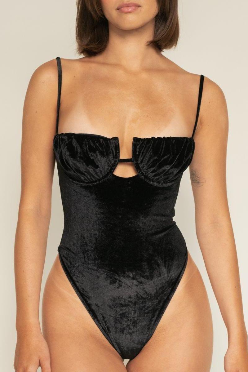 Black Velvet Petal One-Piece