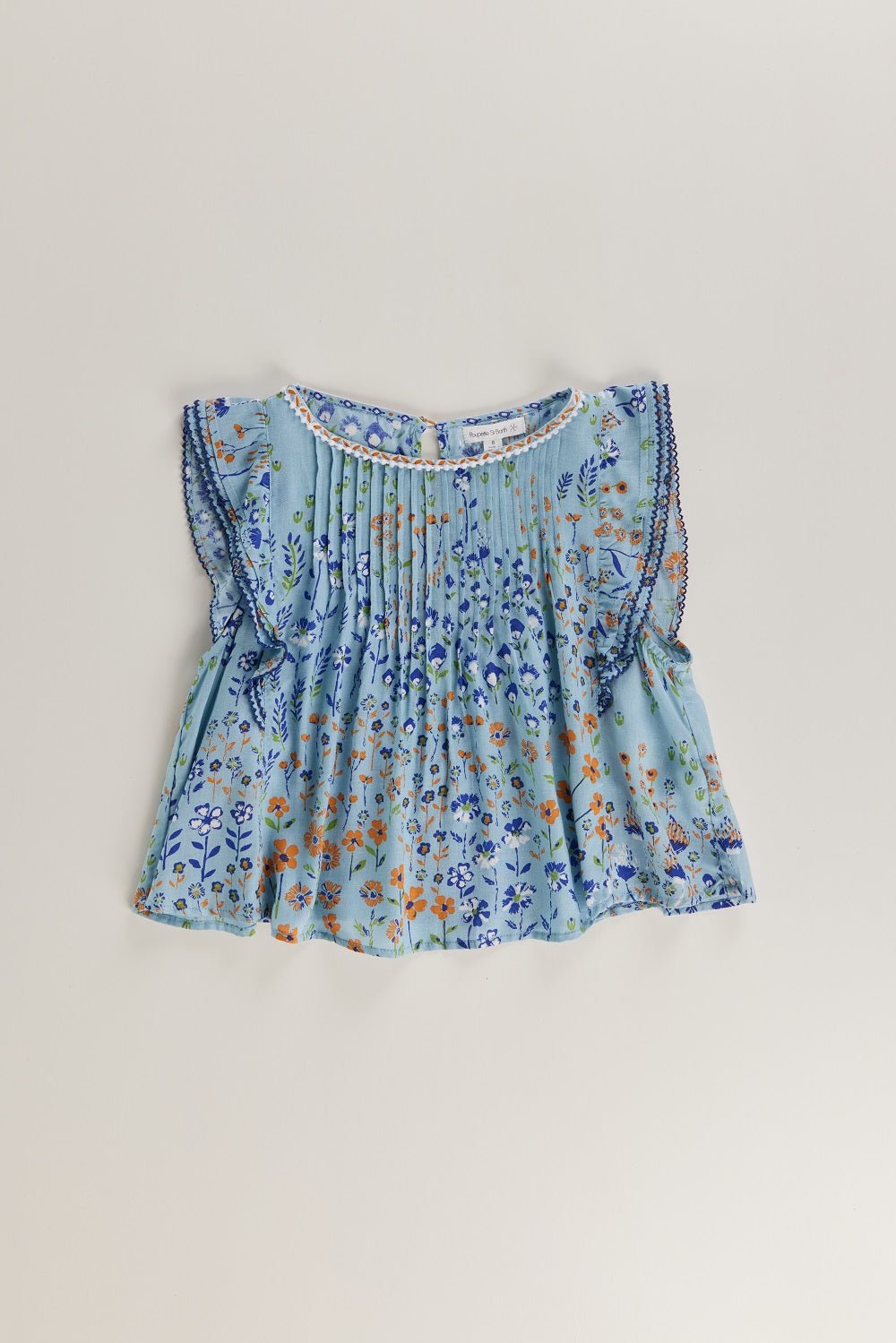 Poupette St Barth - Kids Blouse Amber Sky Blue Bouquet
