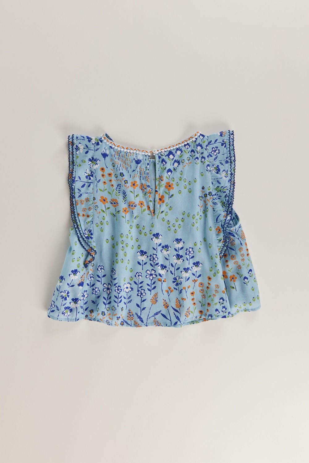 Poupette St Barth - Kids Blouse Amber Sky Blue Bouquet