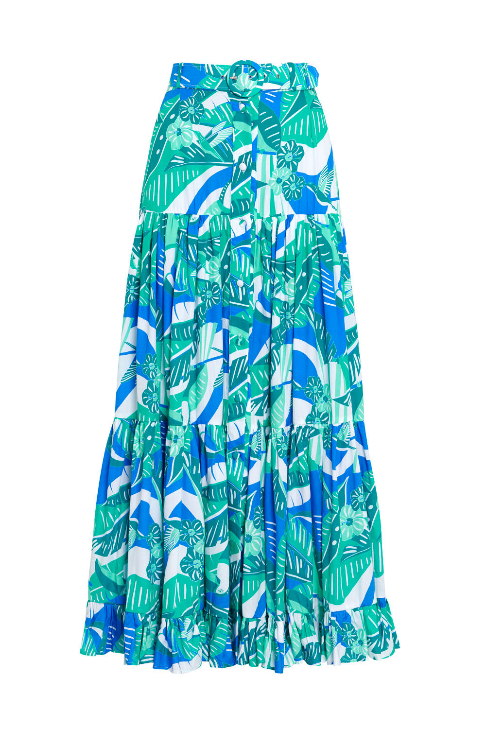 Blue Lagoon Button Maxi Skirt