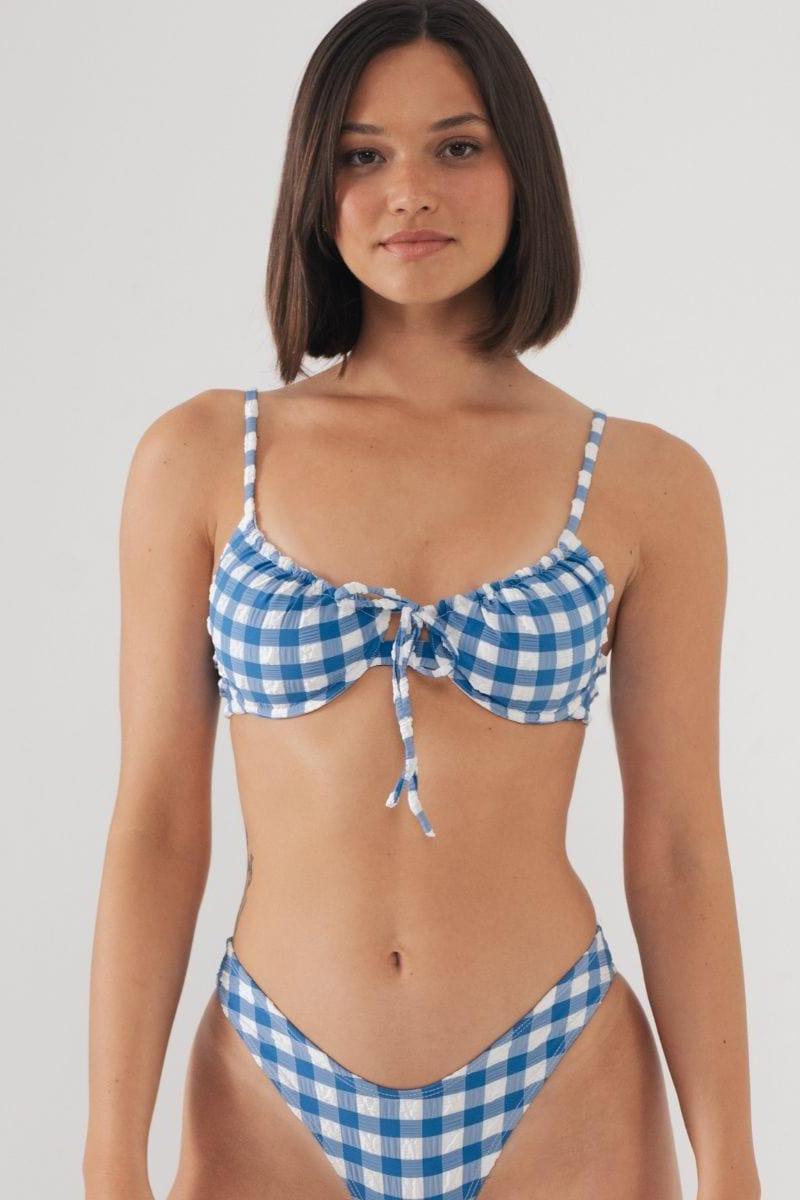 Blue Gingham Lucy Bikini Top