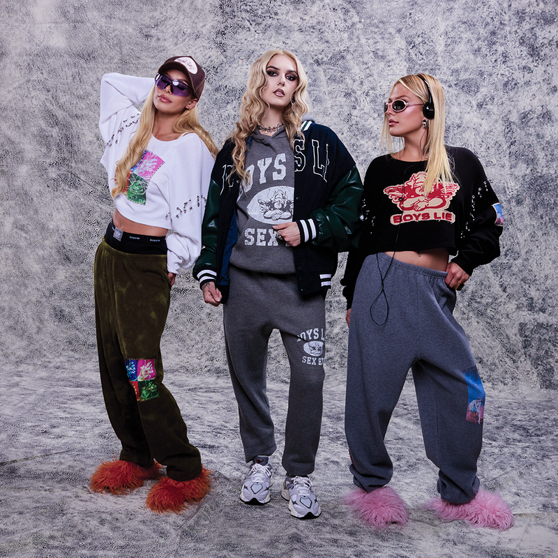 Don't test me terry natural Kimmy Sweatpants - Boys Lie