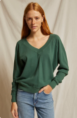 T116-SINEAD | Relaxed French Terry V Neck Sweatshirt