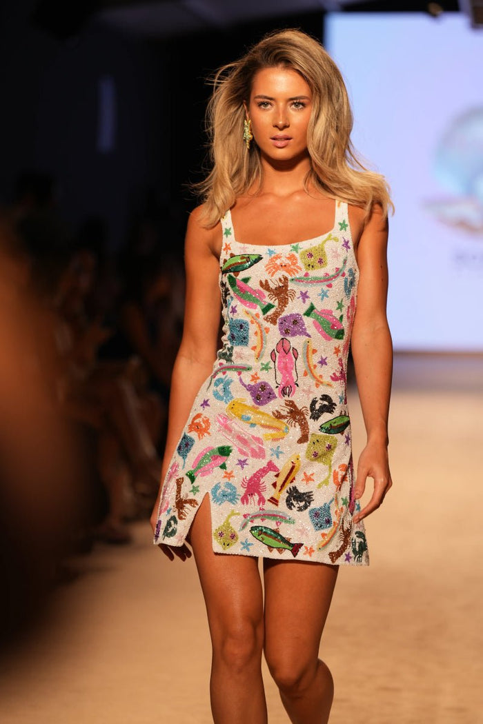 Arizona White Beaded Dress