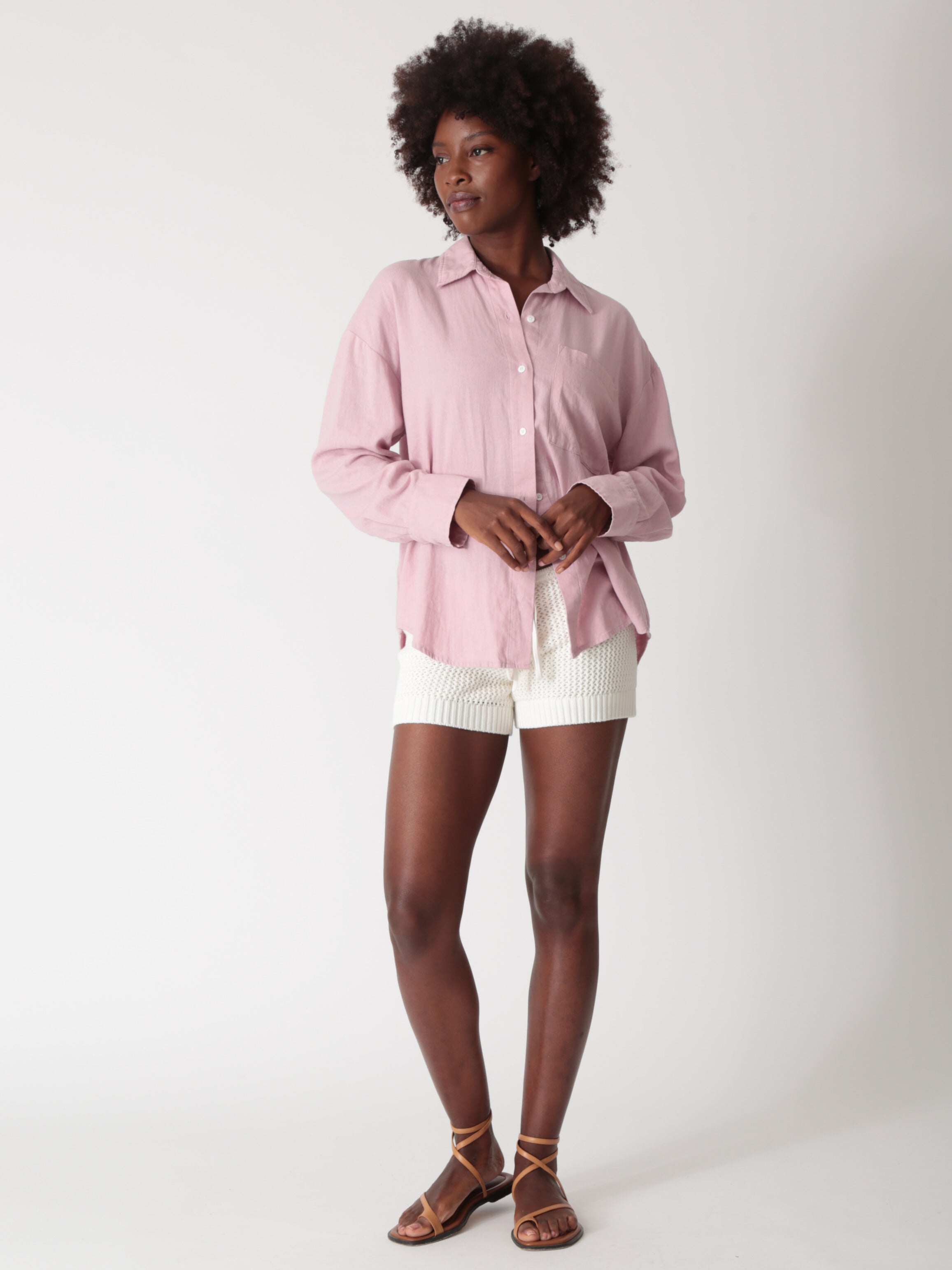 Boyfriend Linen Shirt - Dusty Rose