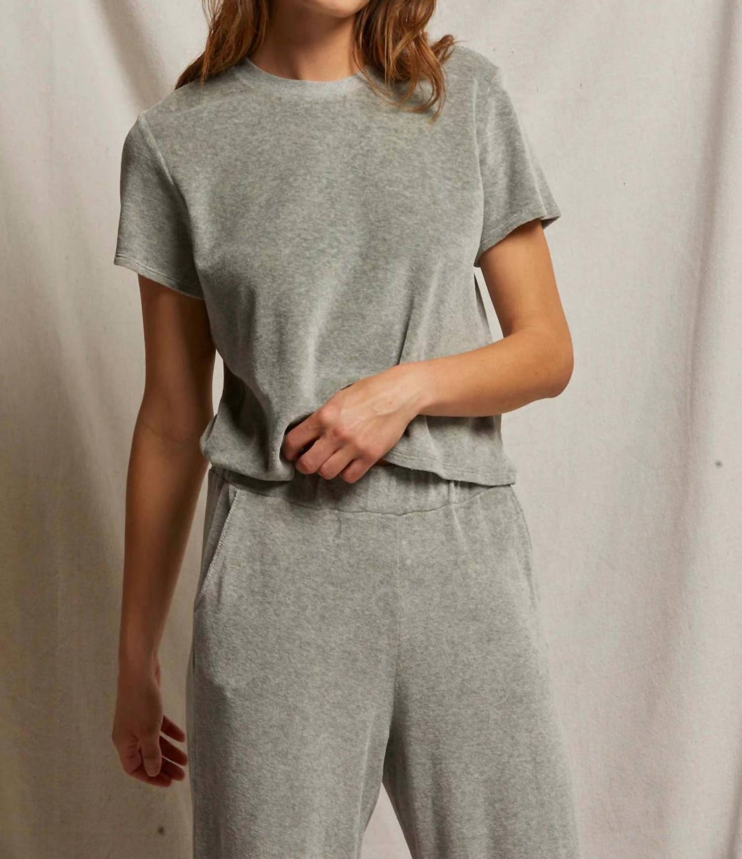 T197 - Clara - Velour Crew Neck Tee