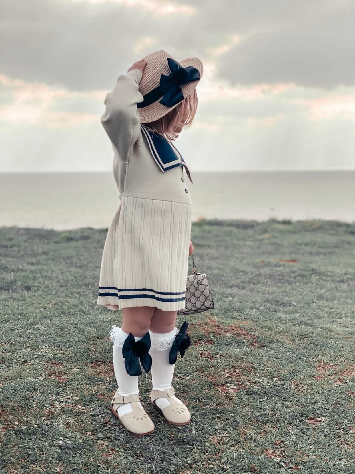 Lana Ruffle Socks with Poms and Bows - Black Bow - Petite Maison Kids