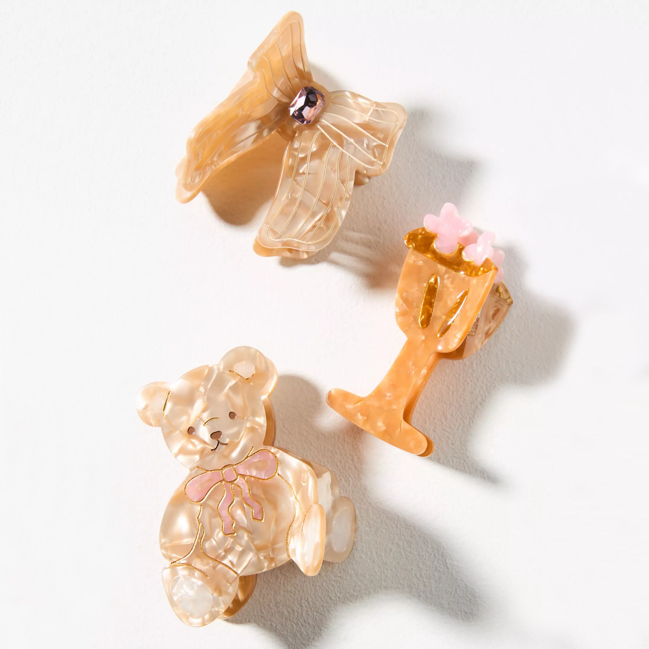 Teddy Holiday Claw Clip Set (3)