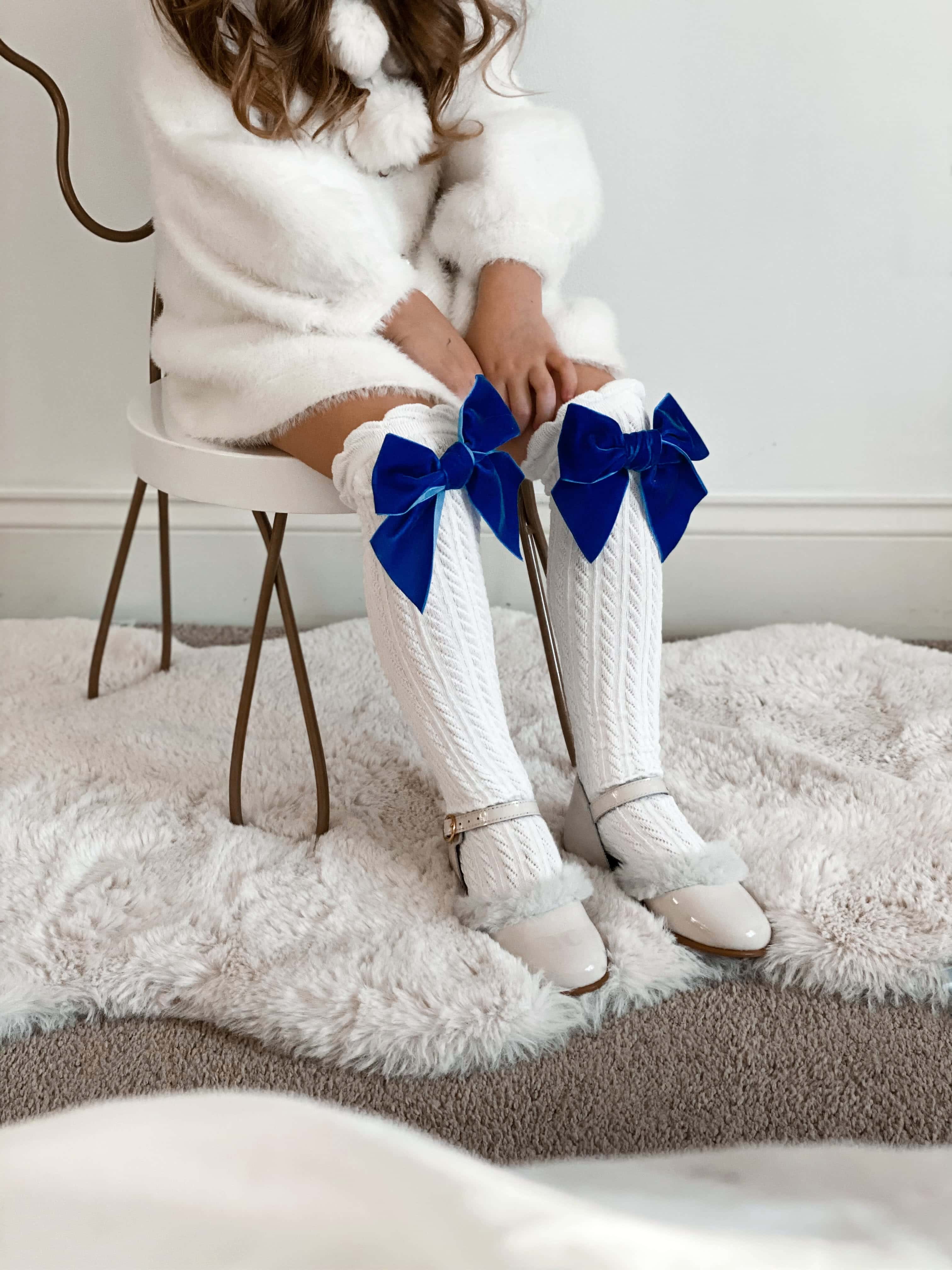 White Knee High Socks - Royal Blue - Petite Maison Kids