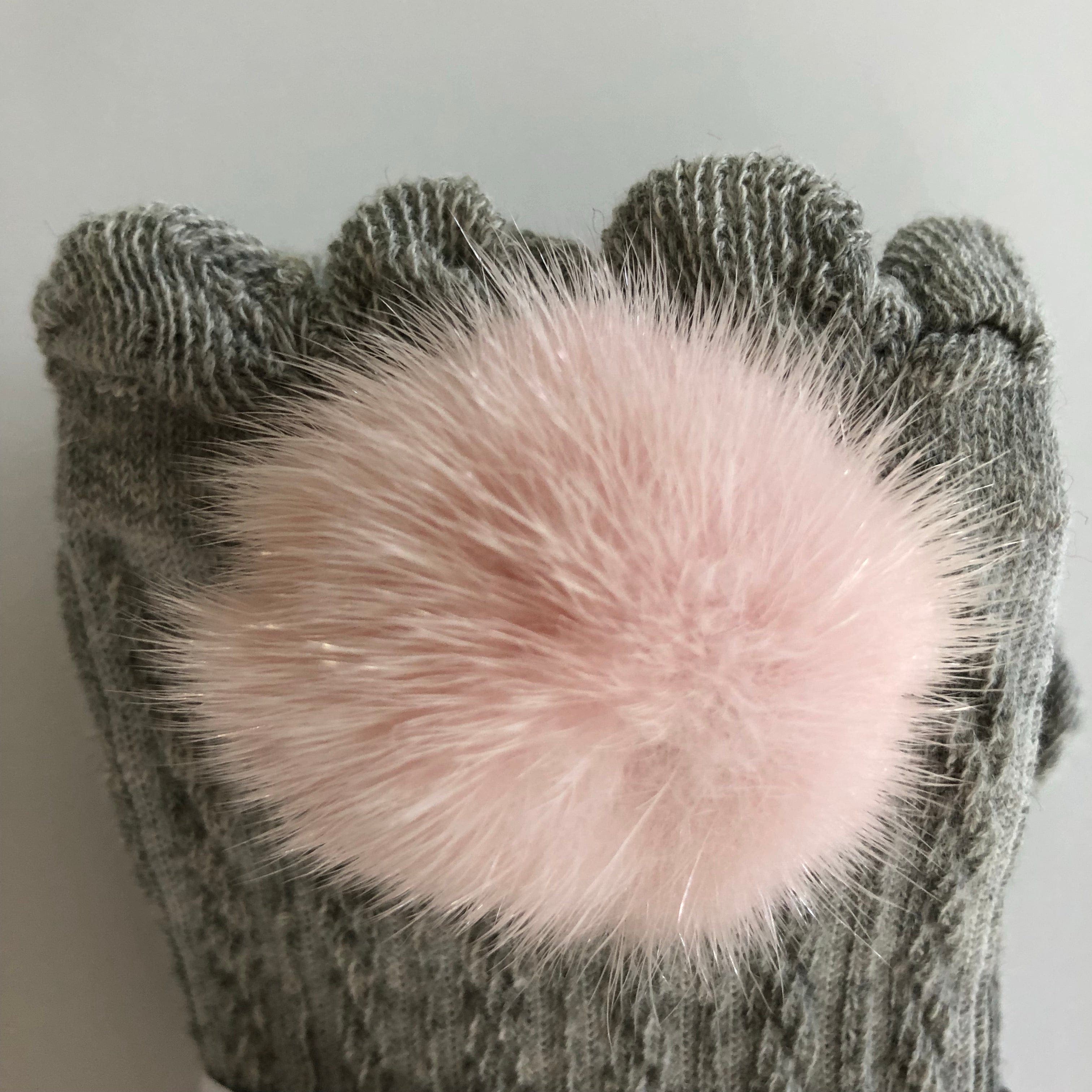 Grey Knee High Socks with Poms - Pink Pom - Petite Maison Kids