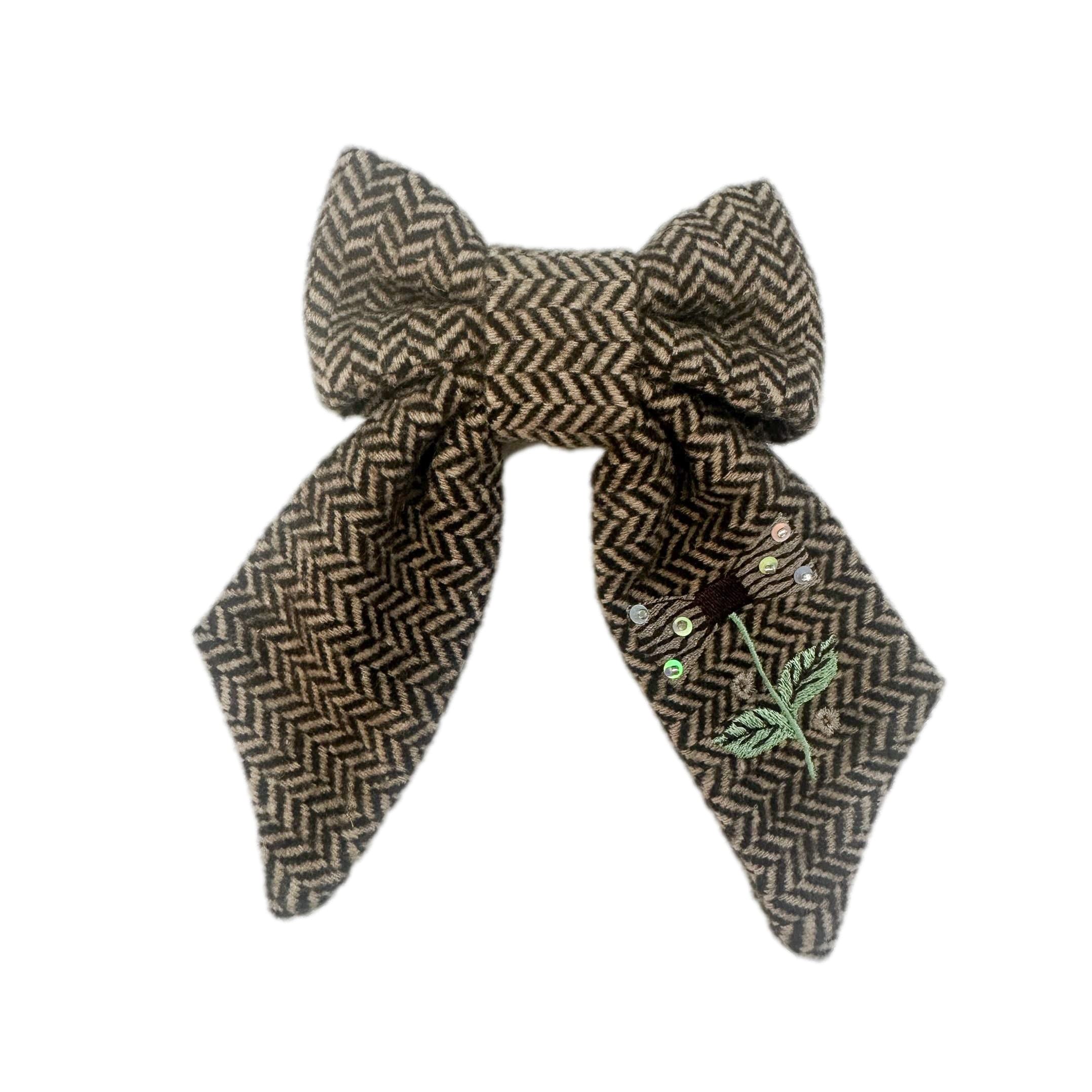 Herringbone Hair Bow - Petite Maison Kids