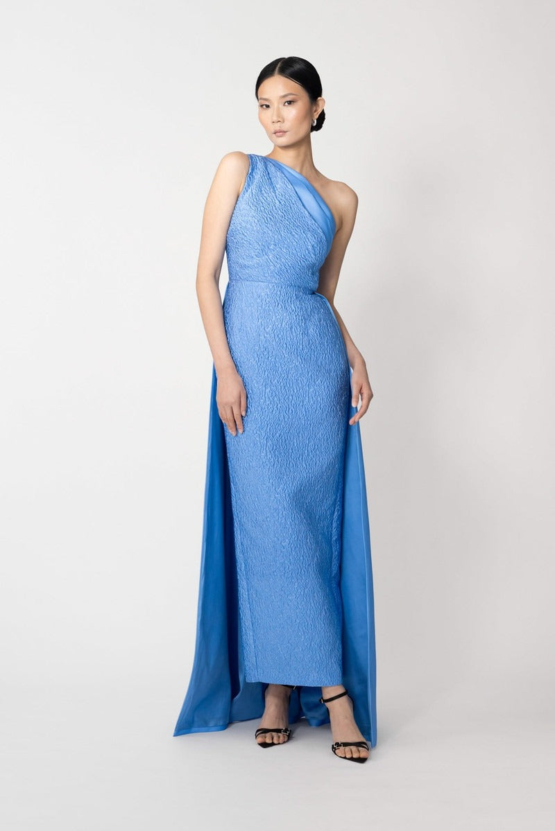 Joslin One-shoulder Gown - Azure Blue