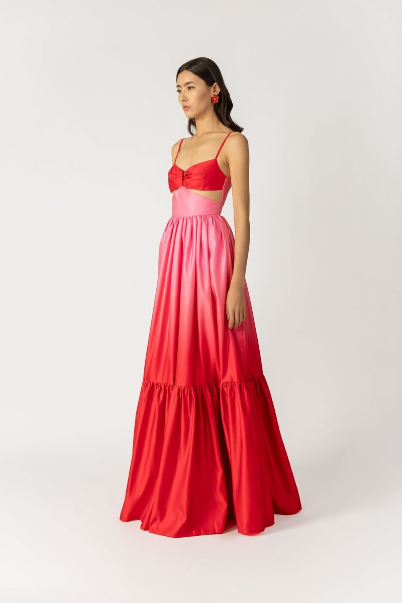 Nova Satin Gown - Pink Ombre