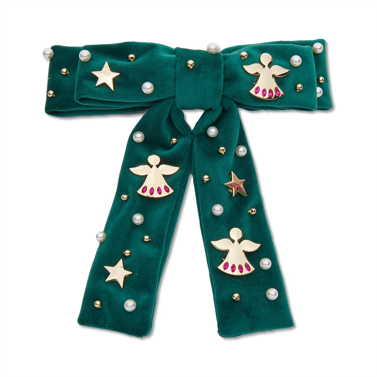 Antoinette Angel Bell Embellished Bow Barrette