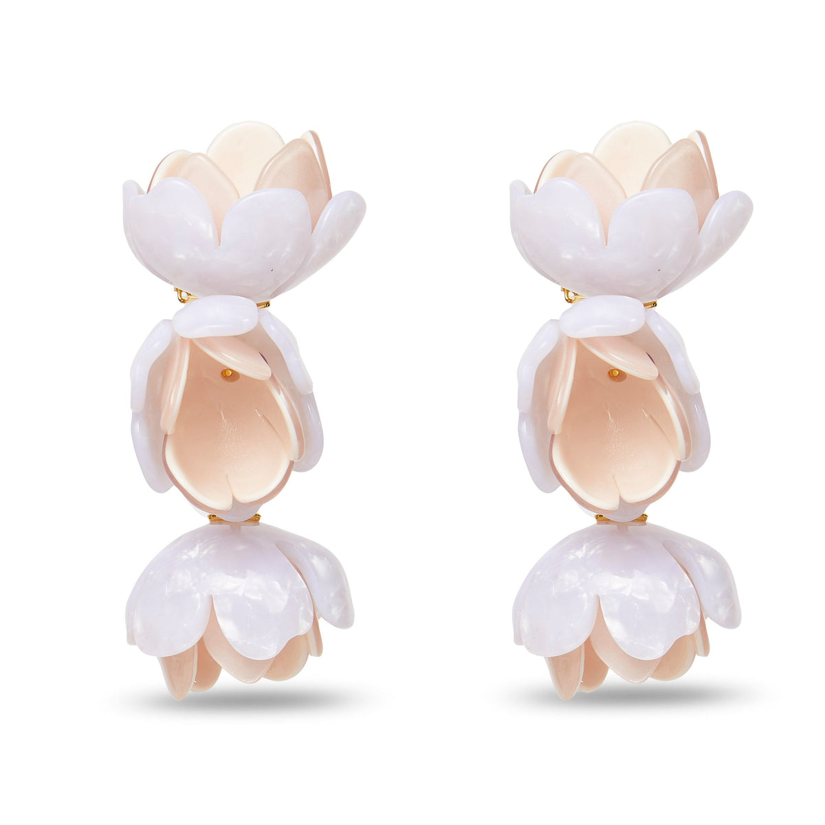 Rose Petal Triple Drop Clip-on Earrings