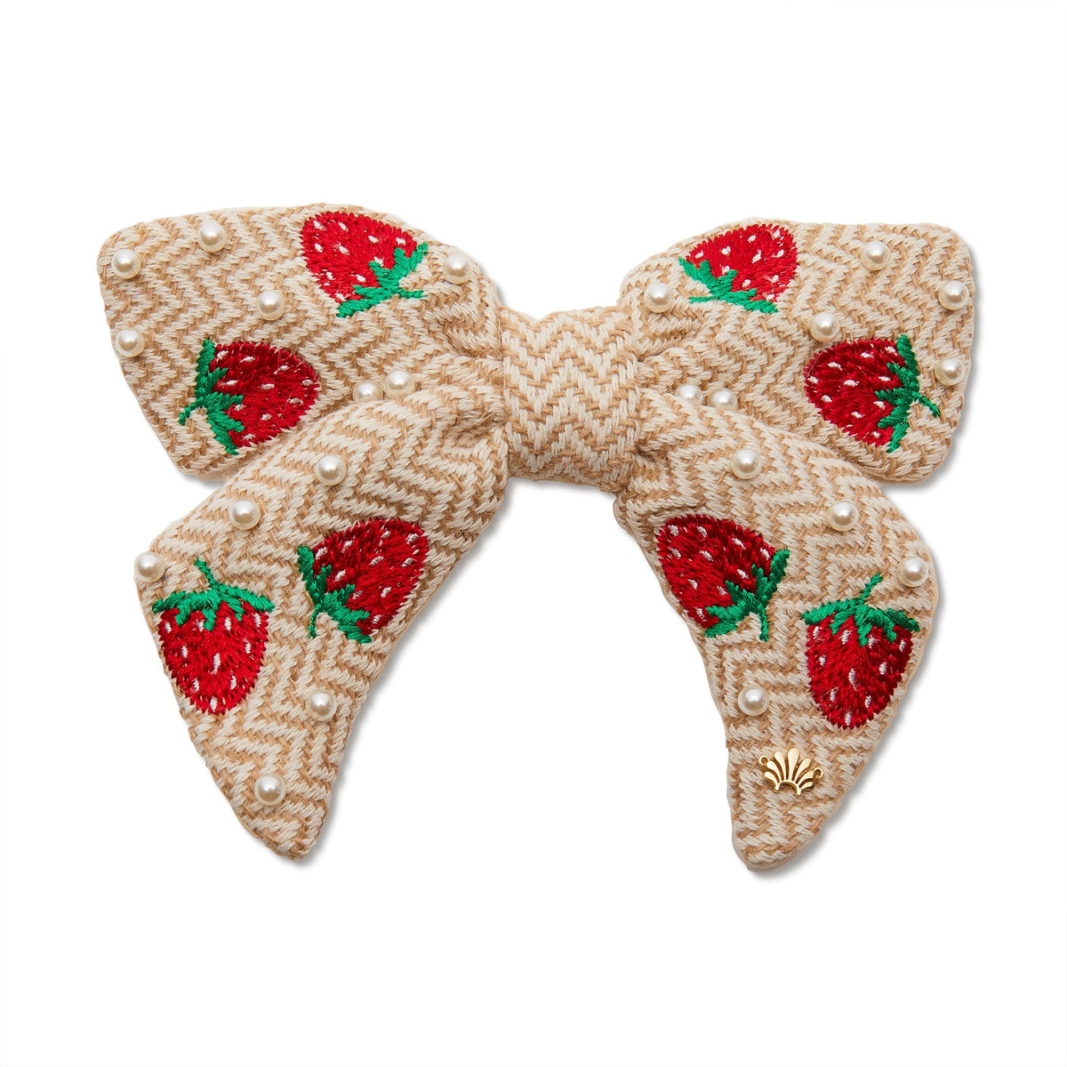 Strawberry Pearl Bow Barrette