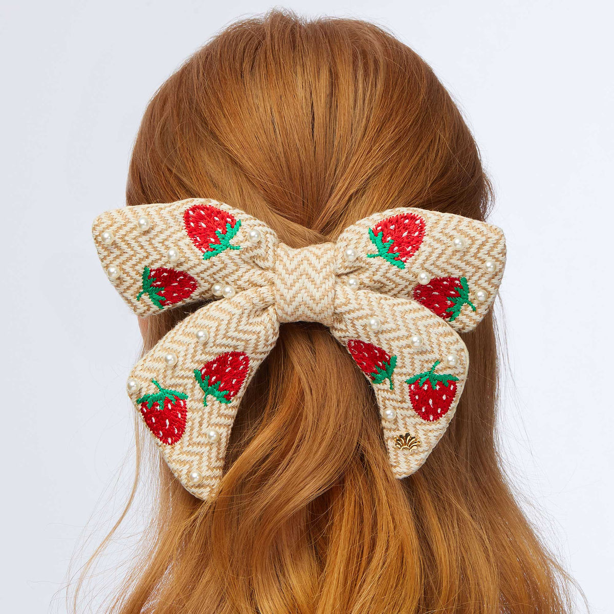 Strawberry Pearl Bow Barrette