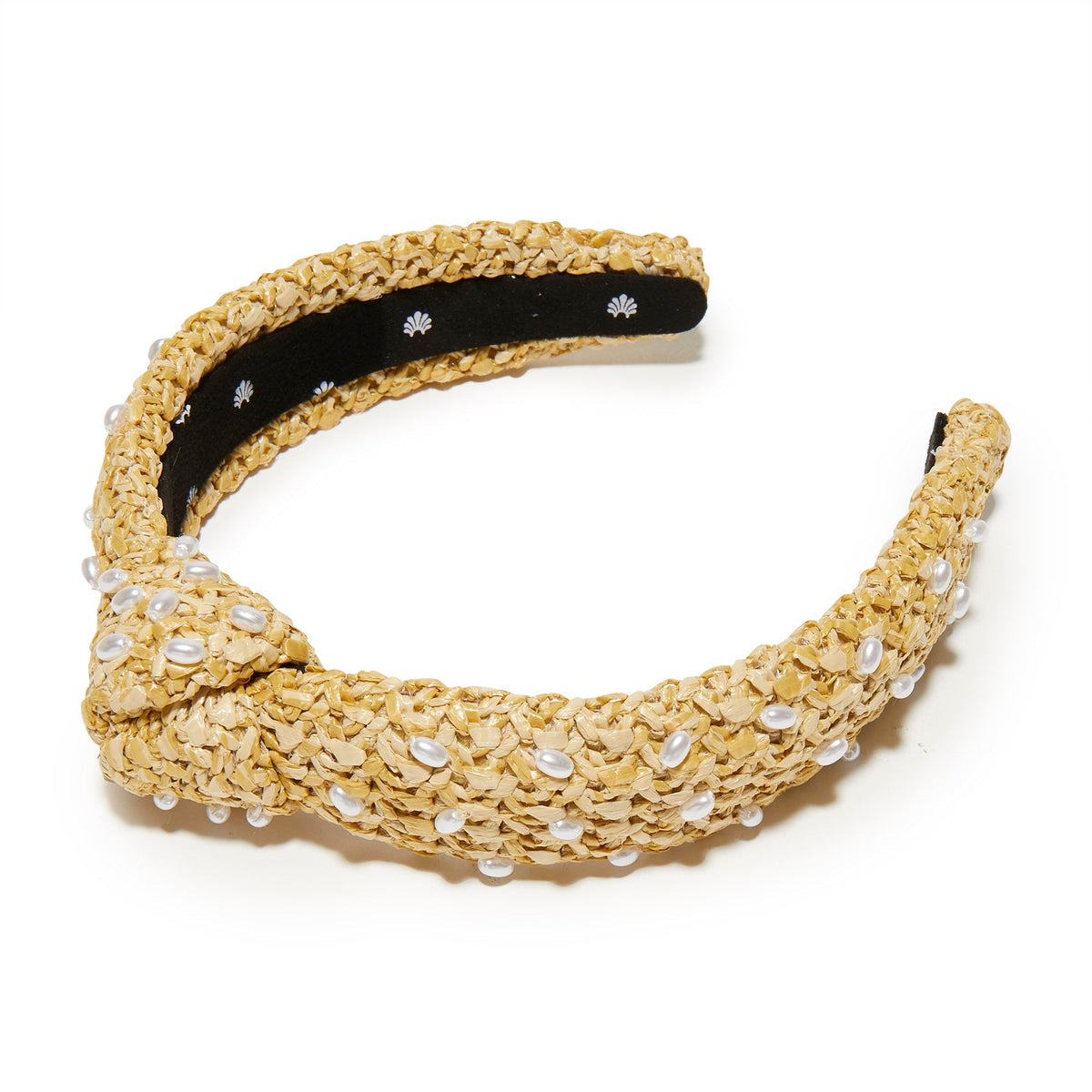 Pearl Embellished Raffia Slim Knotted Headband