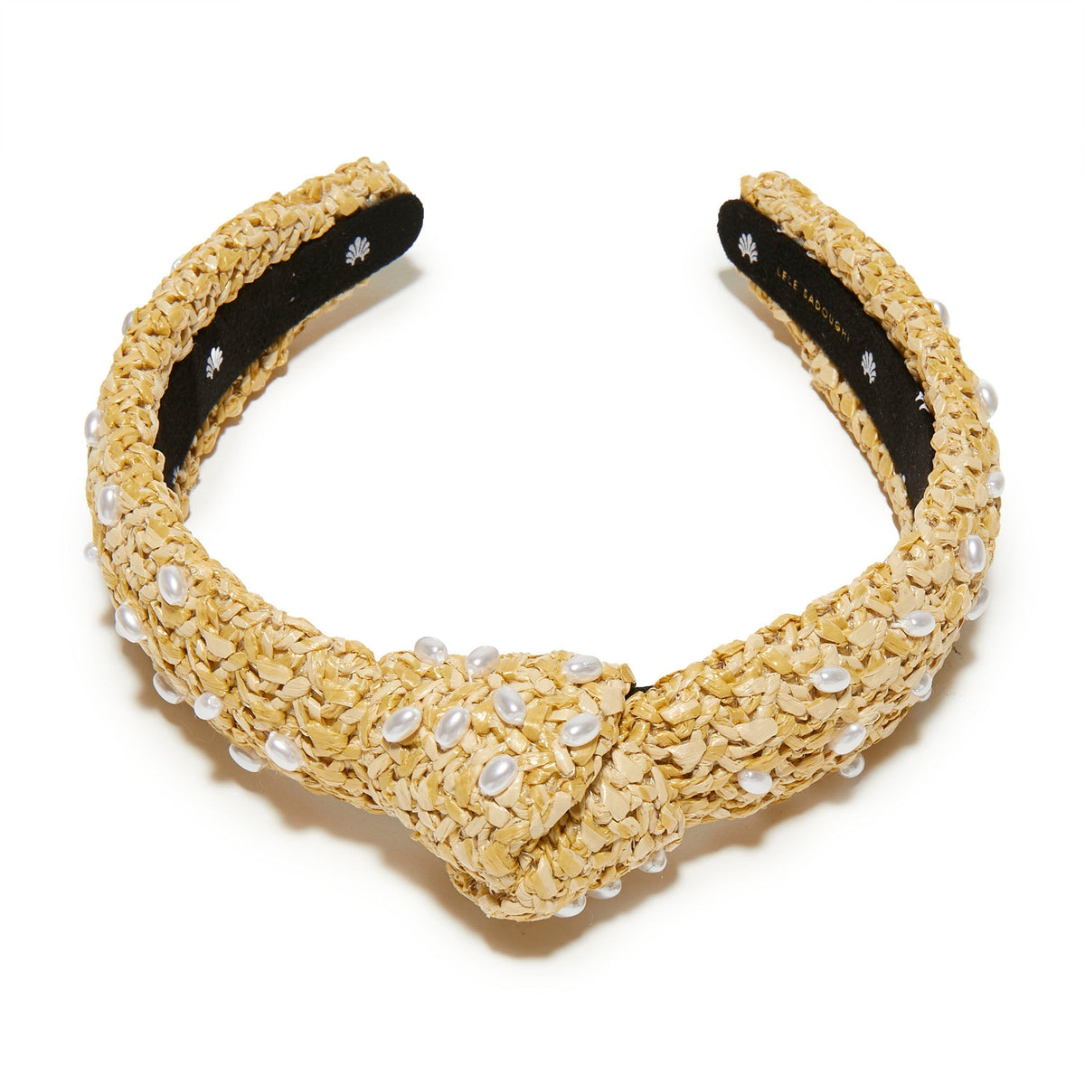 Pearl Embellished Raffia Slim Knotted Headband