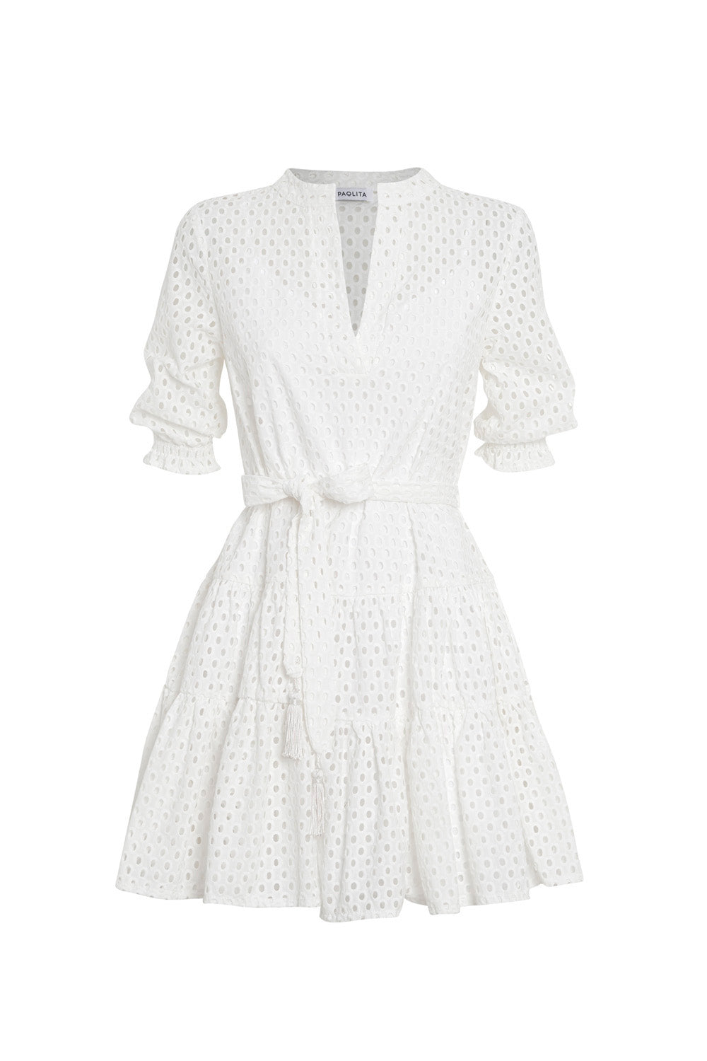 Lido White Long Sleeve Ruffle Dress