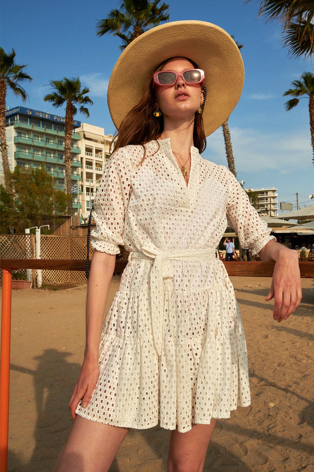 Lido White Long Sleeve Ruffle Dress