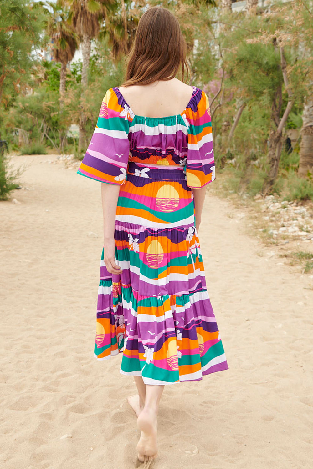 Malibu Sunset Ruffle Midi Skirt