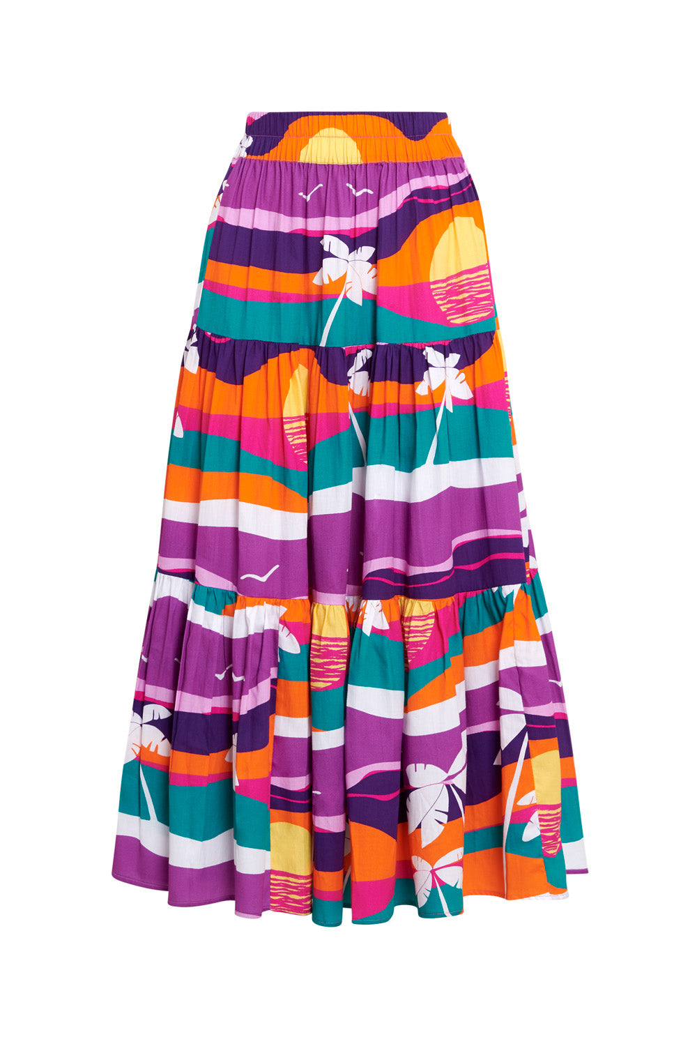 Malibu Sunset Ruffle Midi Skirt