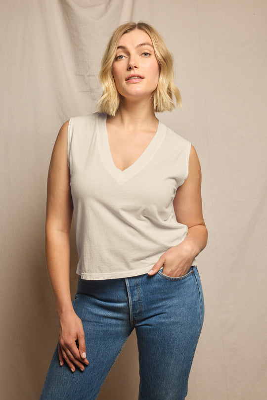 T11 - Margot - Cotton Sleeveless V Neck Tee