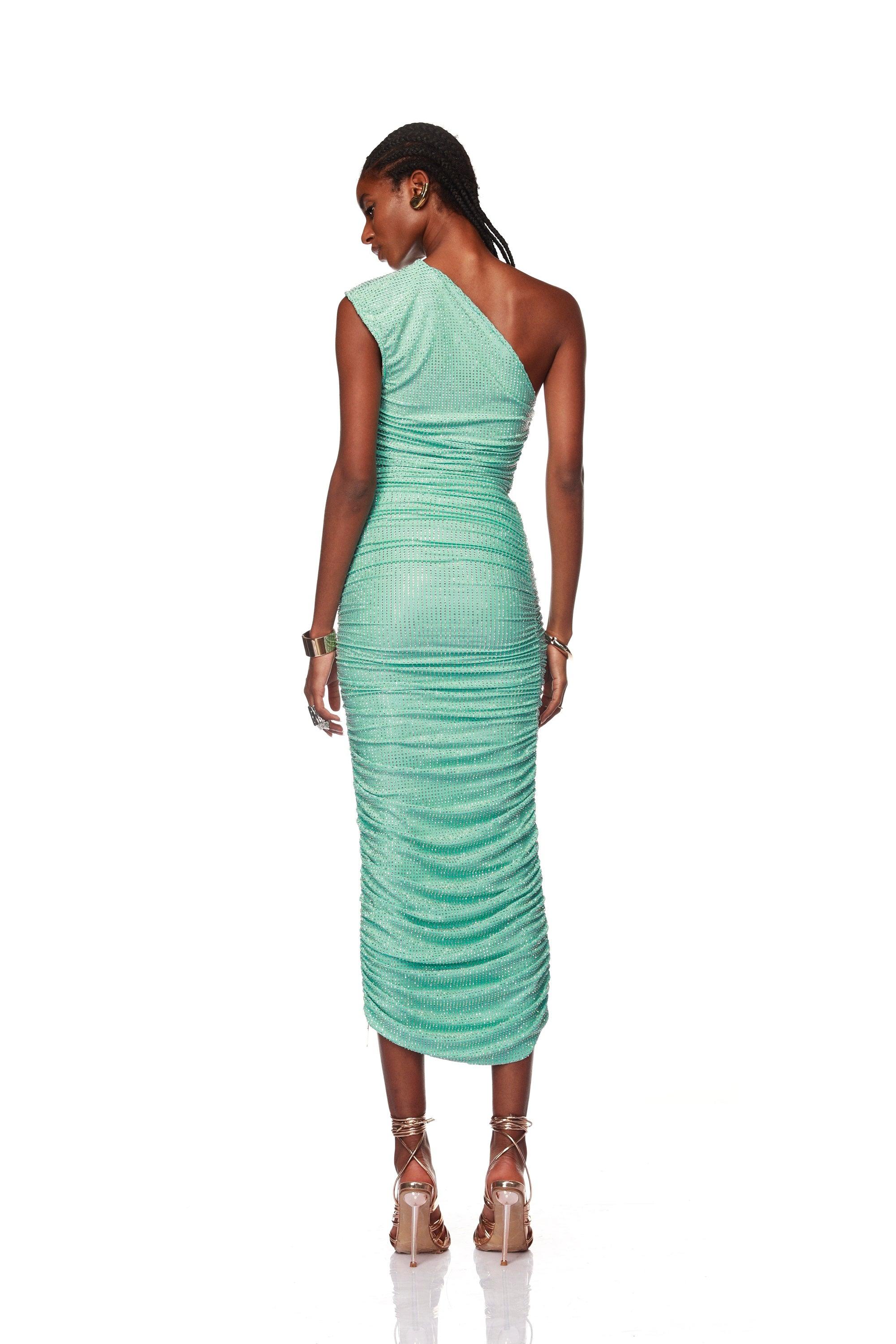 Maya One Shoulder Diamond Midi Dress - Pre Order - BRONX AND BANCO