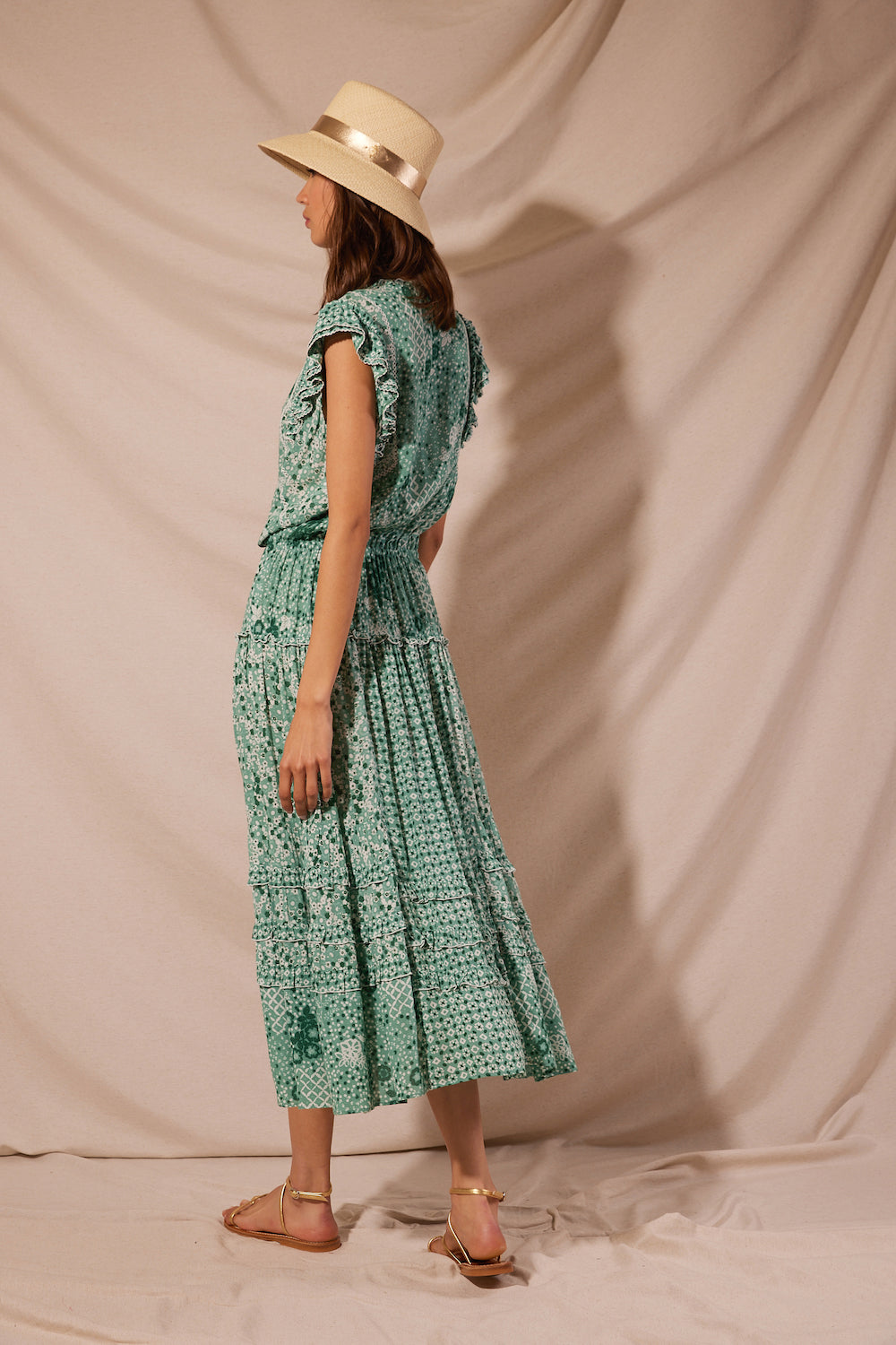 Poupette St Barth - Midi Dress Paulina Green Antibes