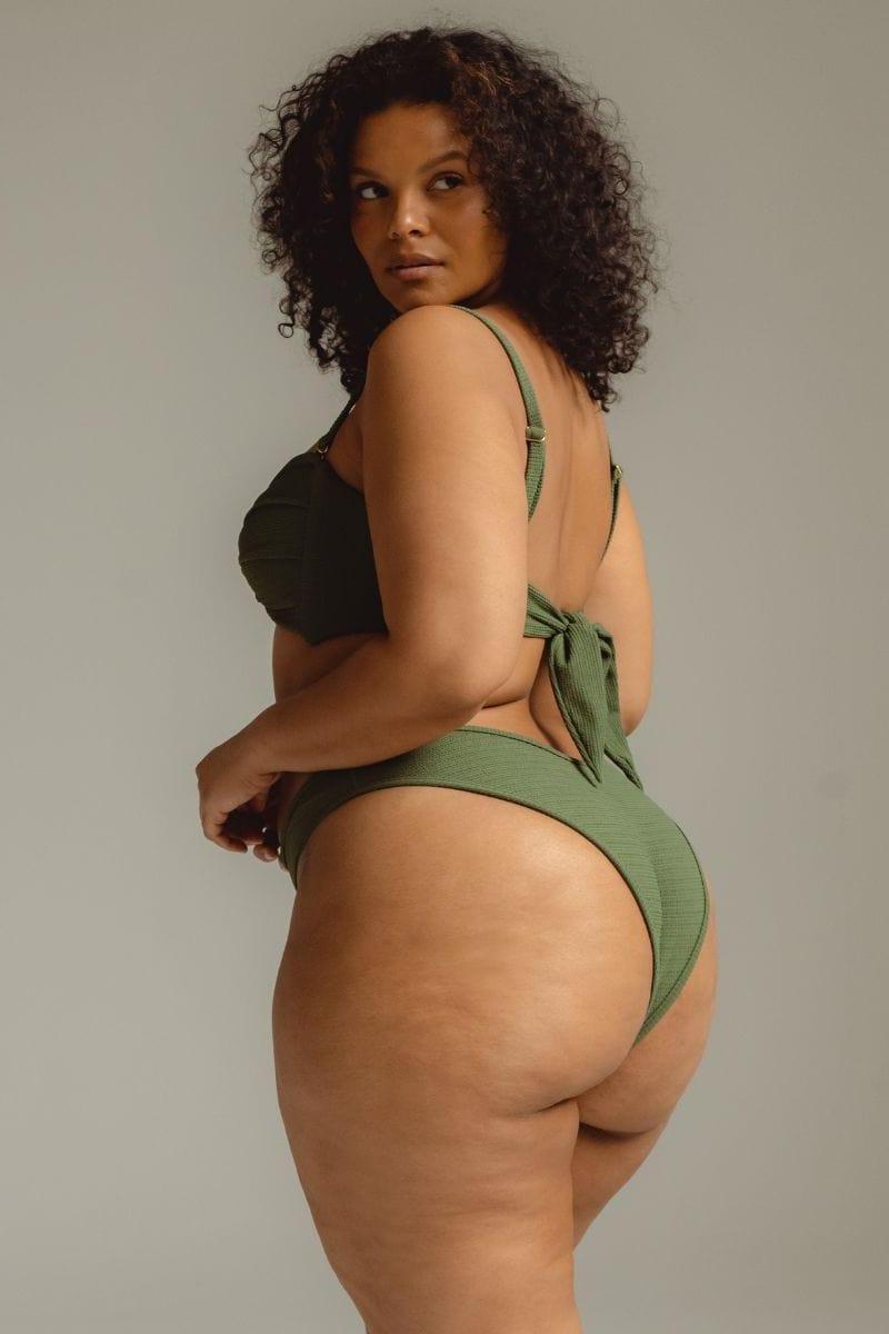 Olive Micro Scrunch Tori Bandeau Bikini Top