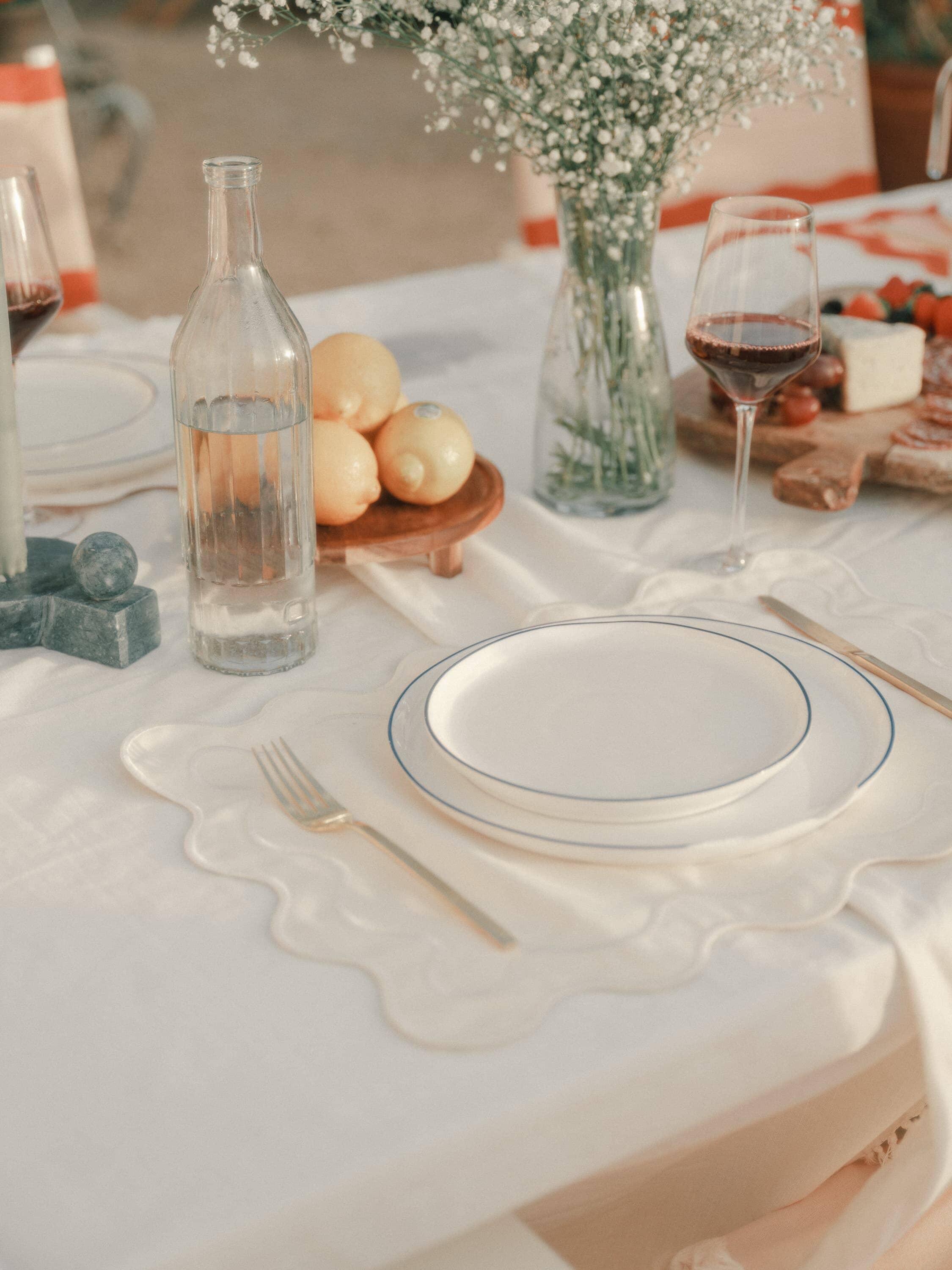 Al fresco dining table with placemats