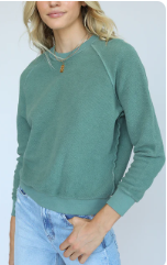 T94-ZIGGY | Inside Out Fleece Long Sleeve Shrunken Crewneck Sweatshirt