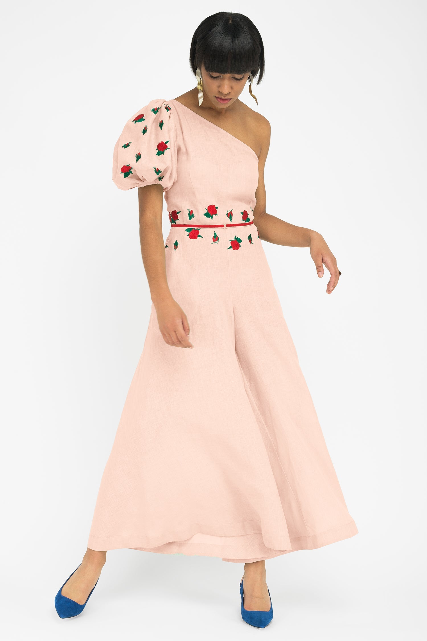 Datcha One Shoulder Jumpsuit | Peach