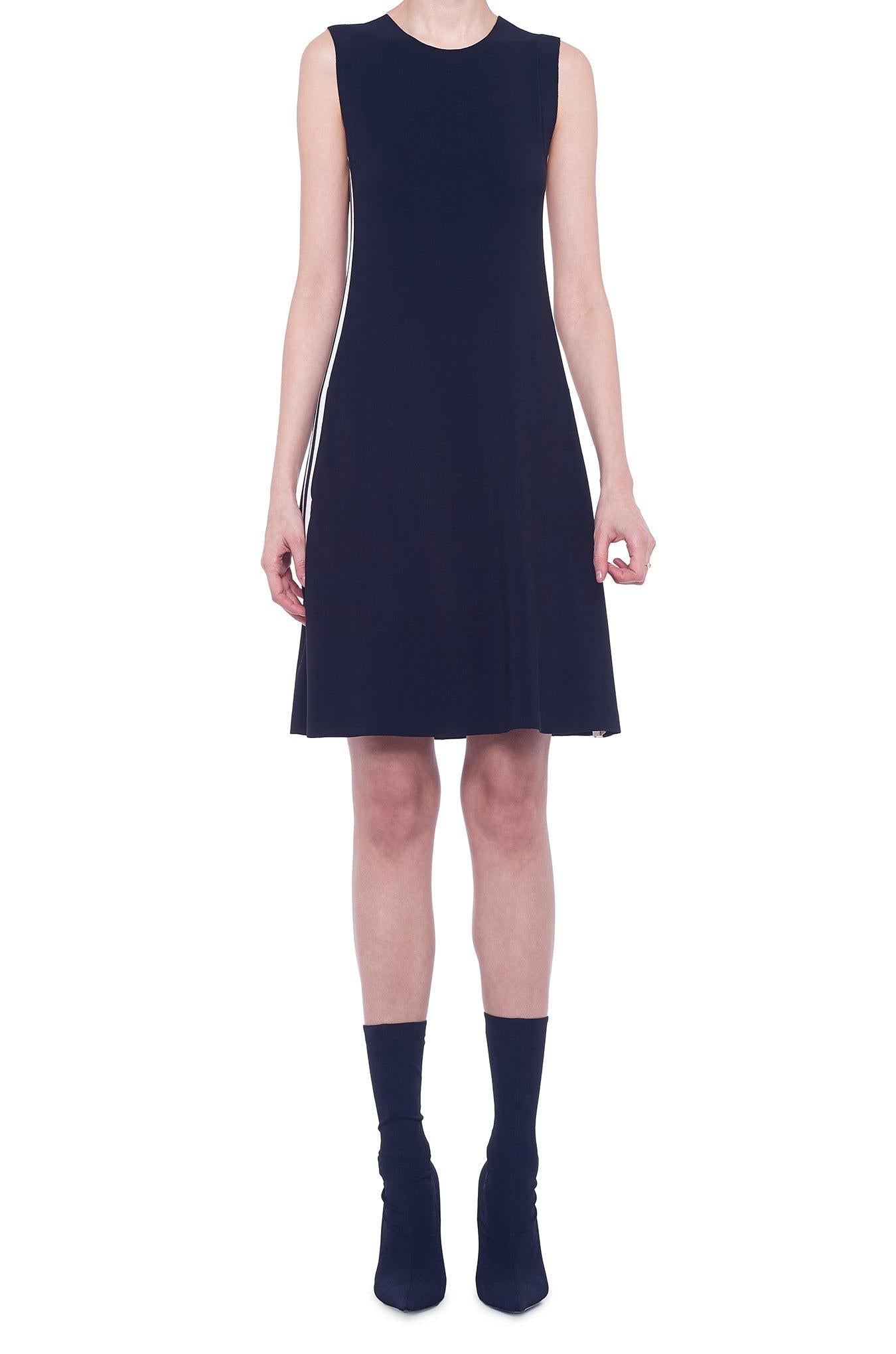 SIDE STRIPE SLEEVELESS SWING DRESS - 1