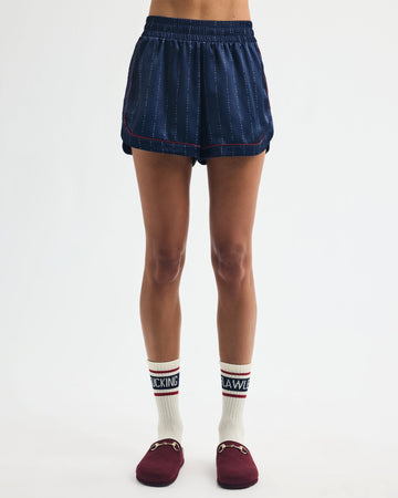 Silky Pinstripe Buddy Pajama Shorts