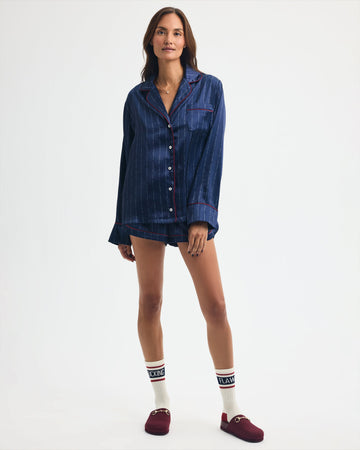 Silky Pinstripe Buddy Pajama Shorts