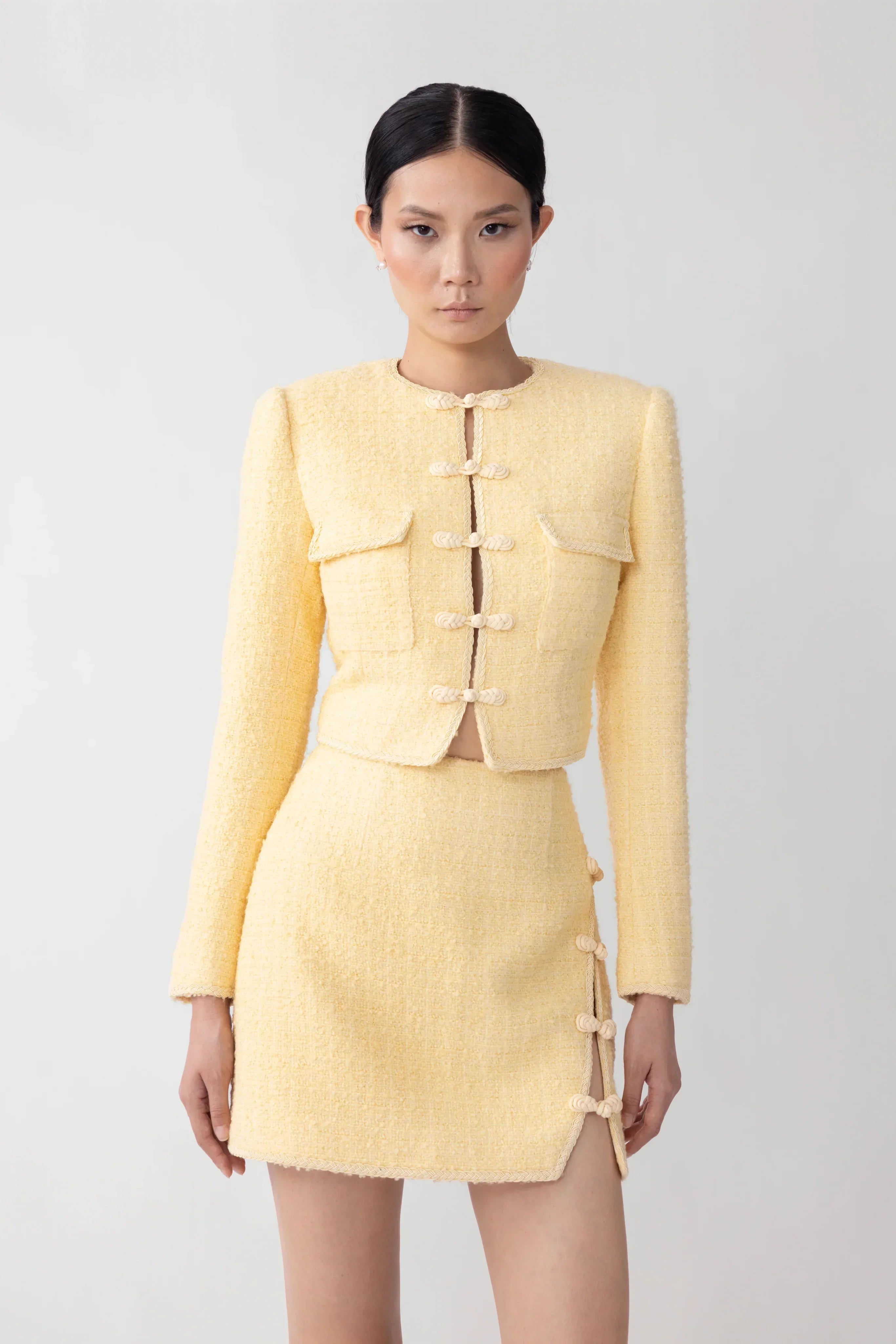Ida Tweed Skirt - Butter Yellow