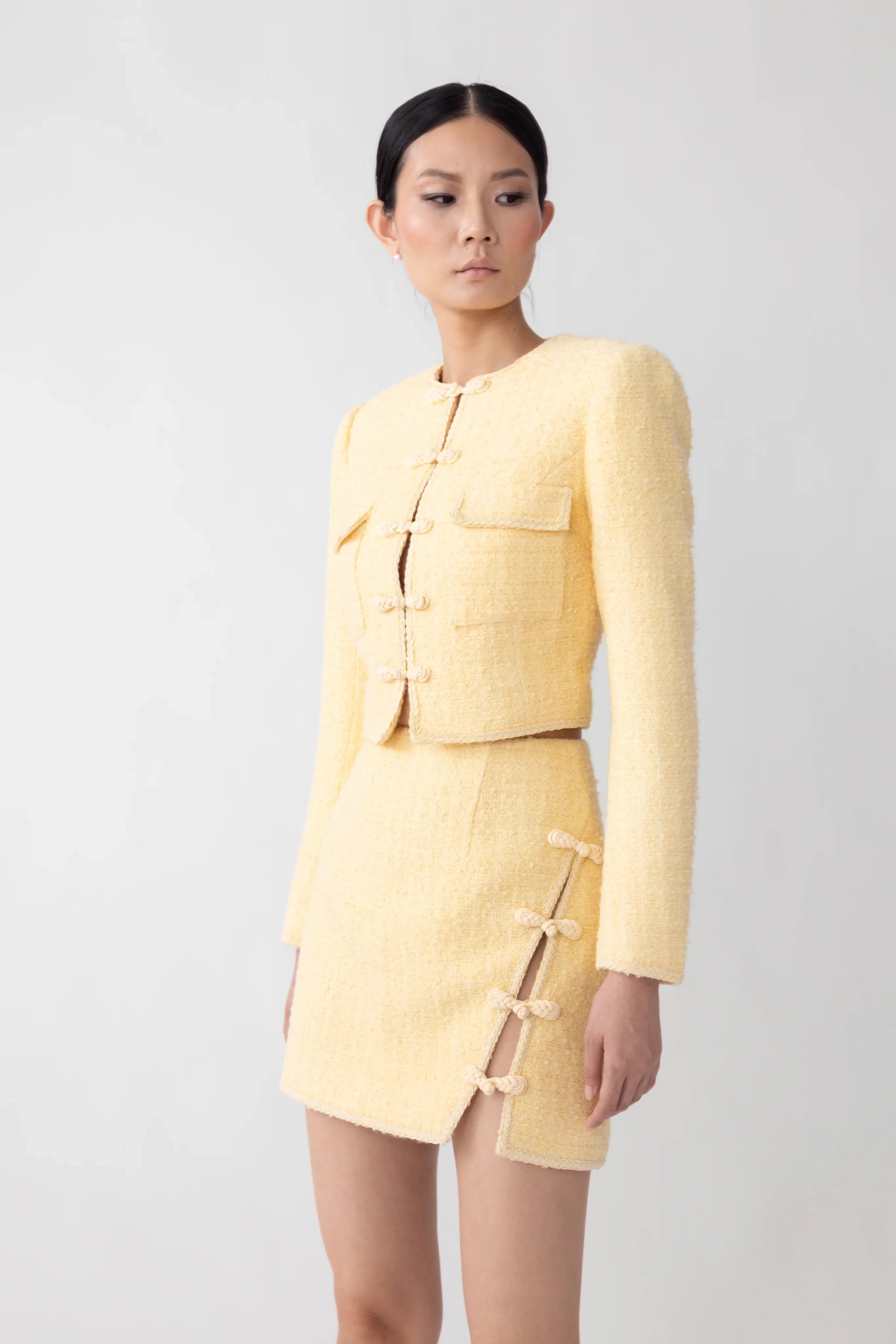 Ida Tweed Skirt - Butter Yellow
