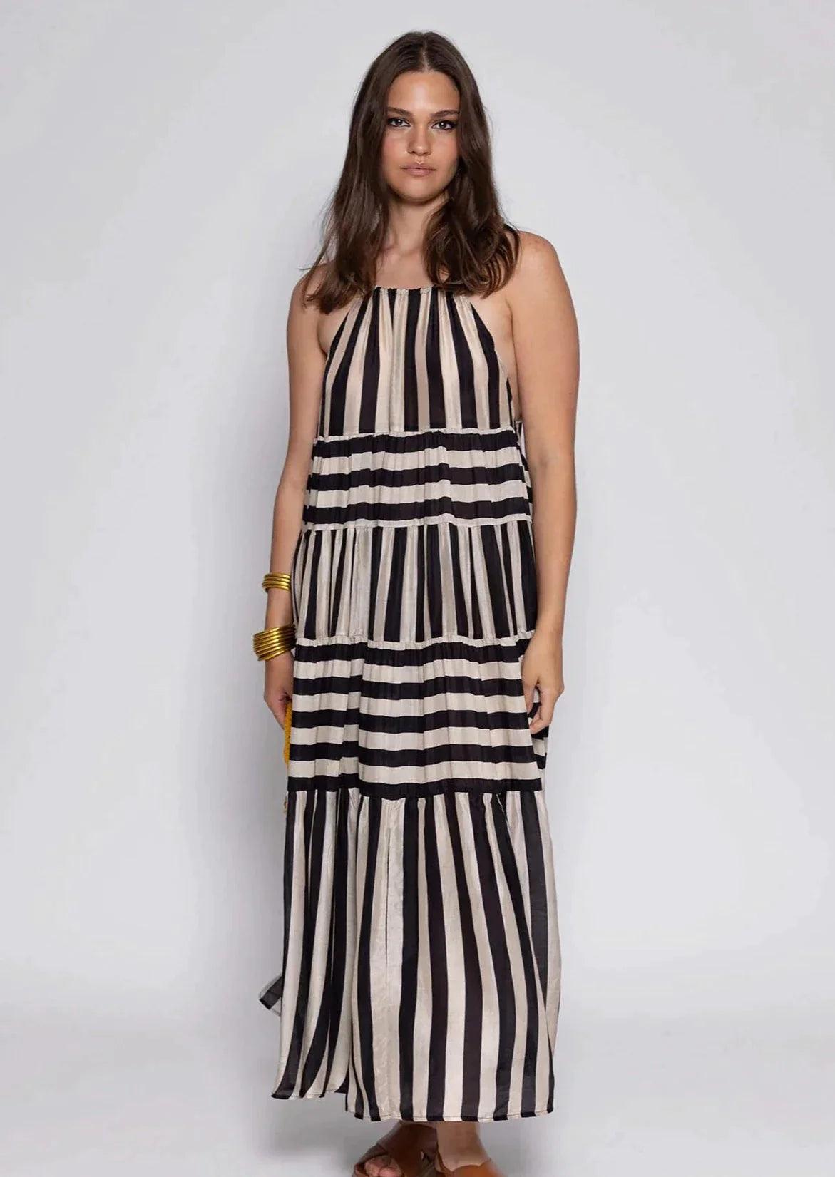 VALERIA STRIPES OFF WHITE AND BLACK (S23137)