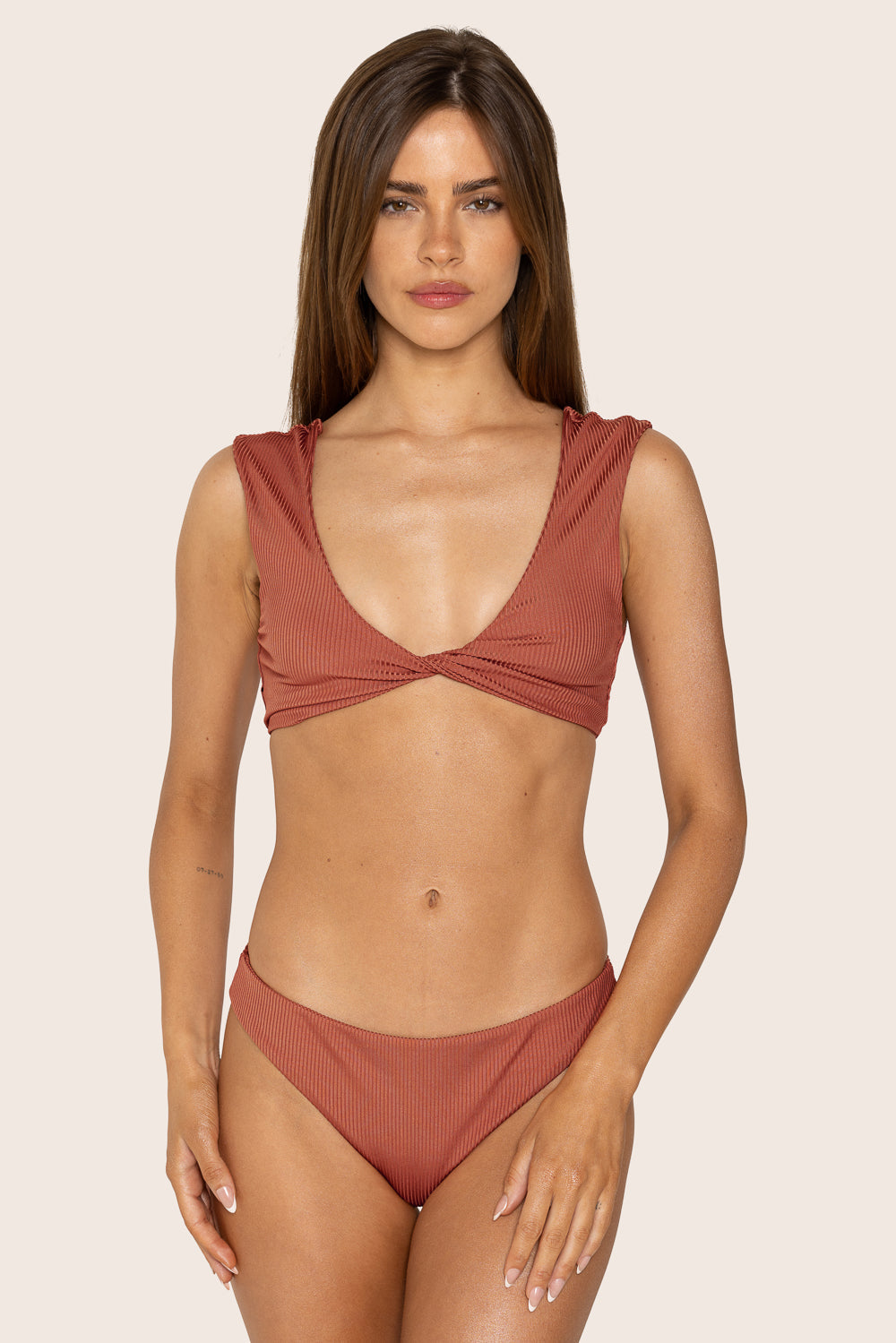 SET, X VOLCOM SWIM SANDY TWIST TOP IN SUNSET