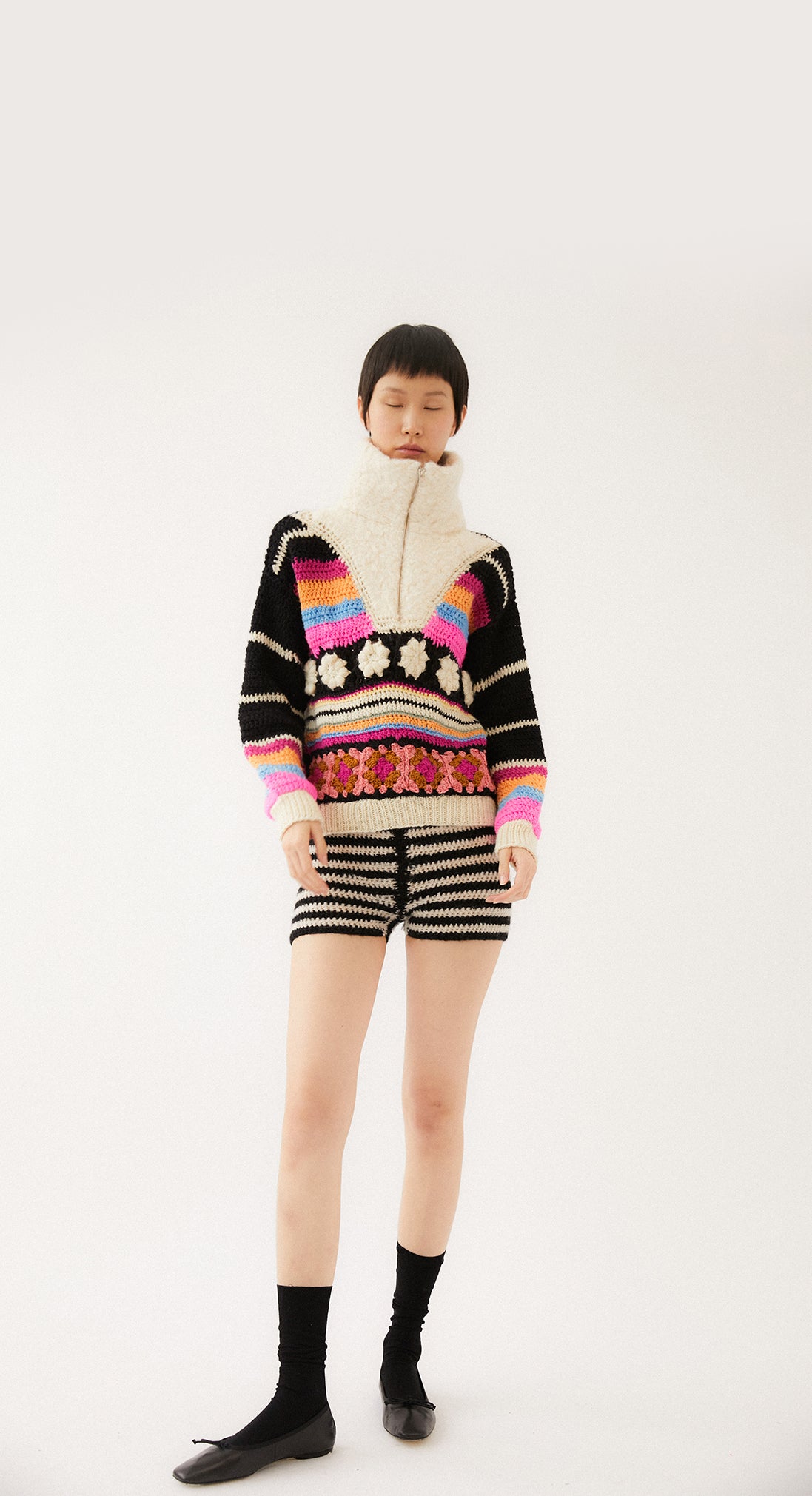 Ornella Crochet Wool Sweater | Multi