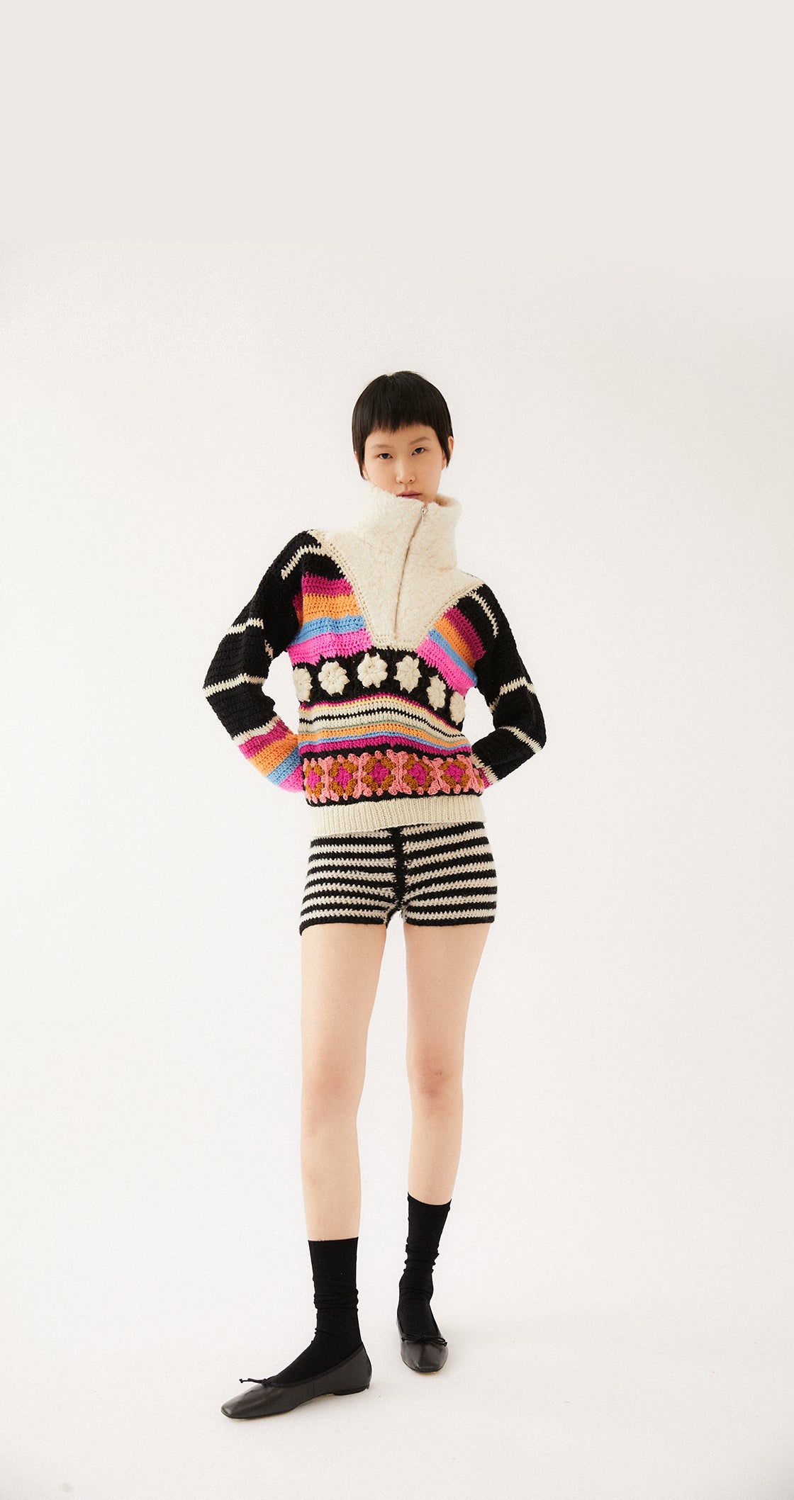 Ornella Crochet Wool Sweater | Multi