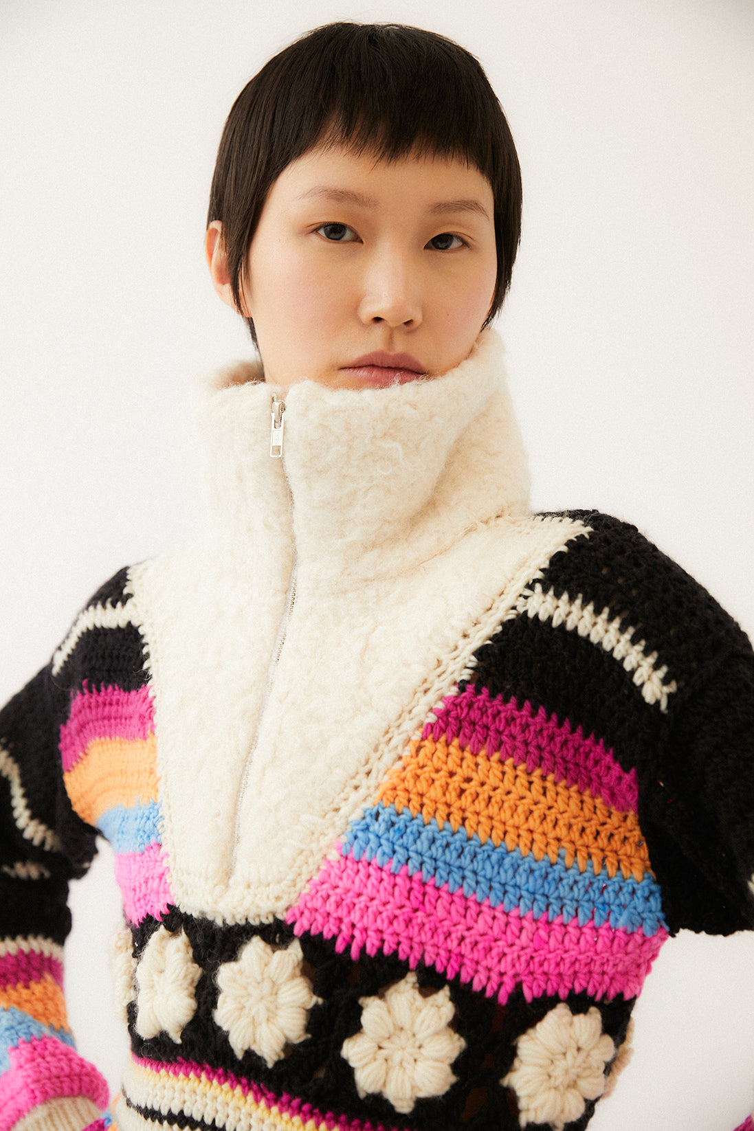 Ornella Crochet Wool Sweater | Multi