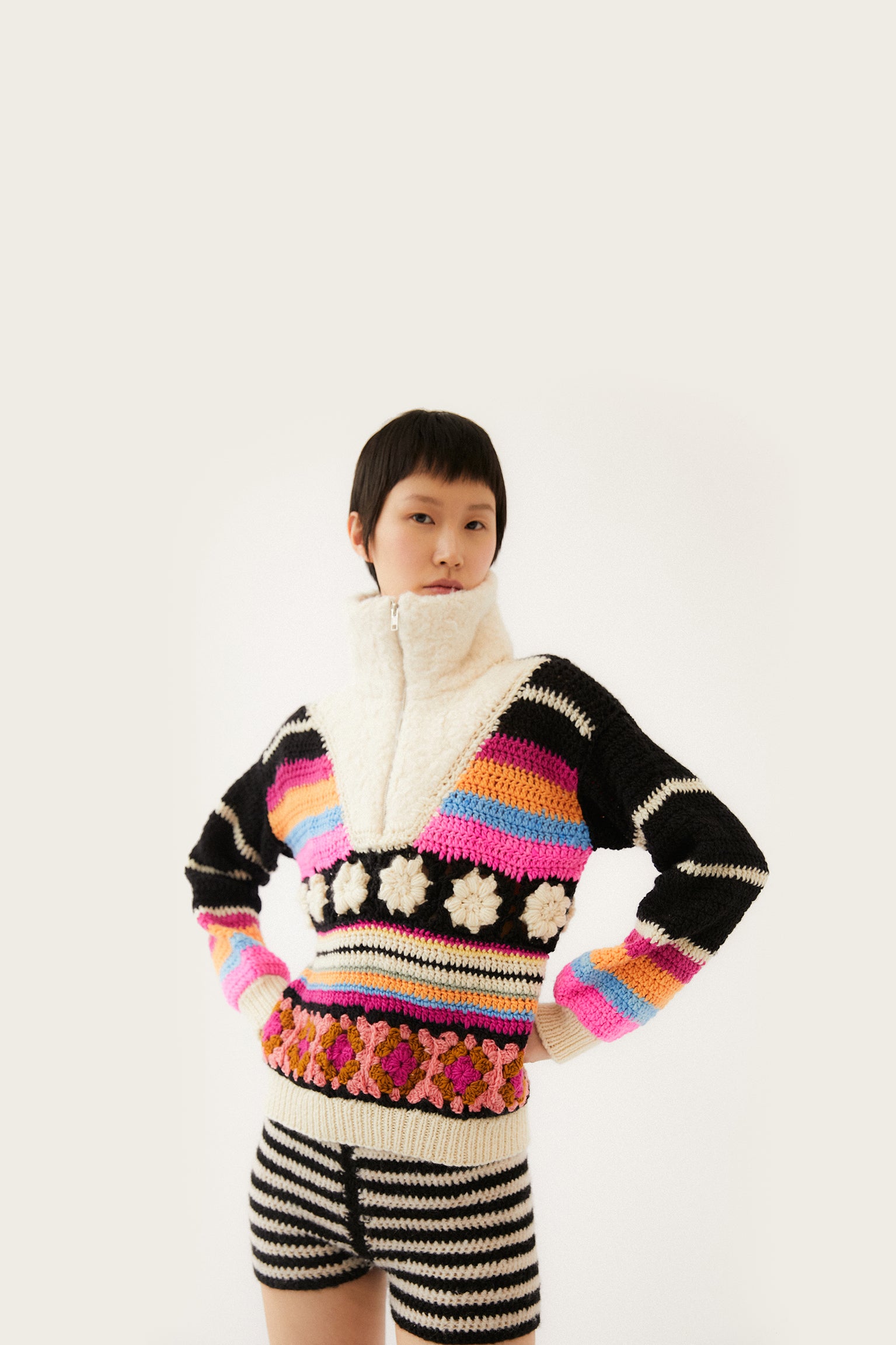 Ornella Crochet Wool Sweater | Multi