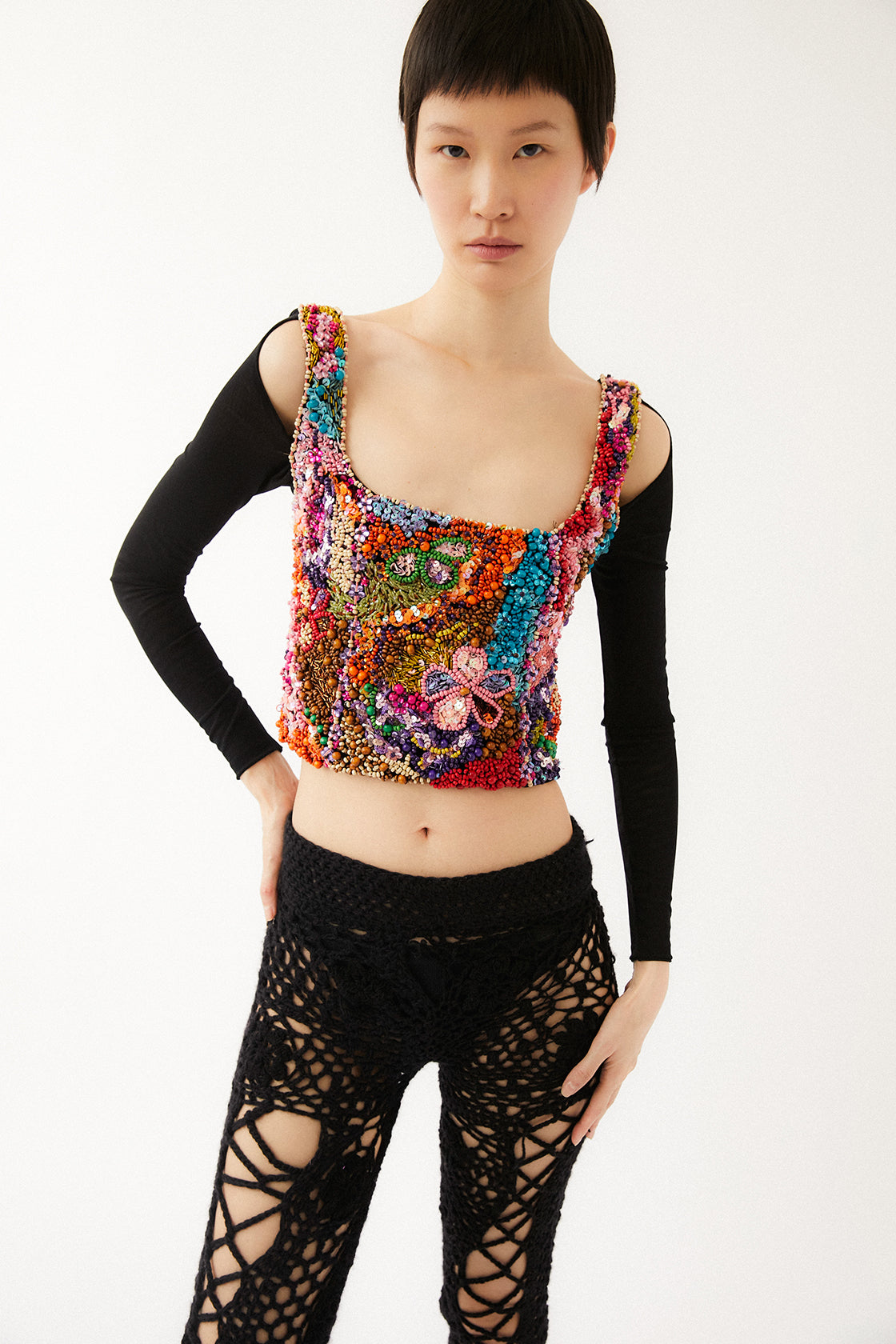 Candela  Top Con Apliques  | Black