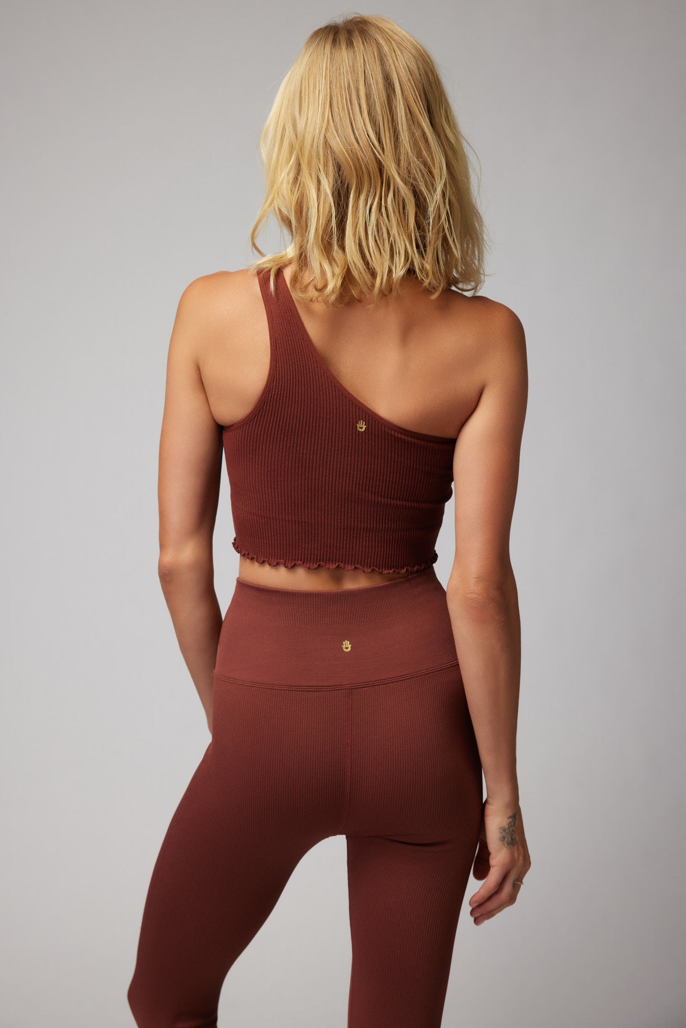 LUNA ONE SHOULDER CROP TANK WASHED BURGUNDY